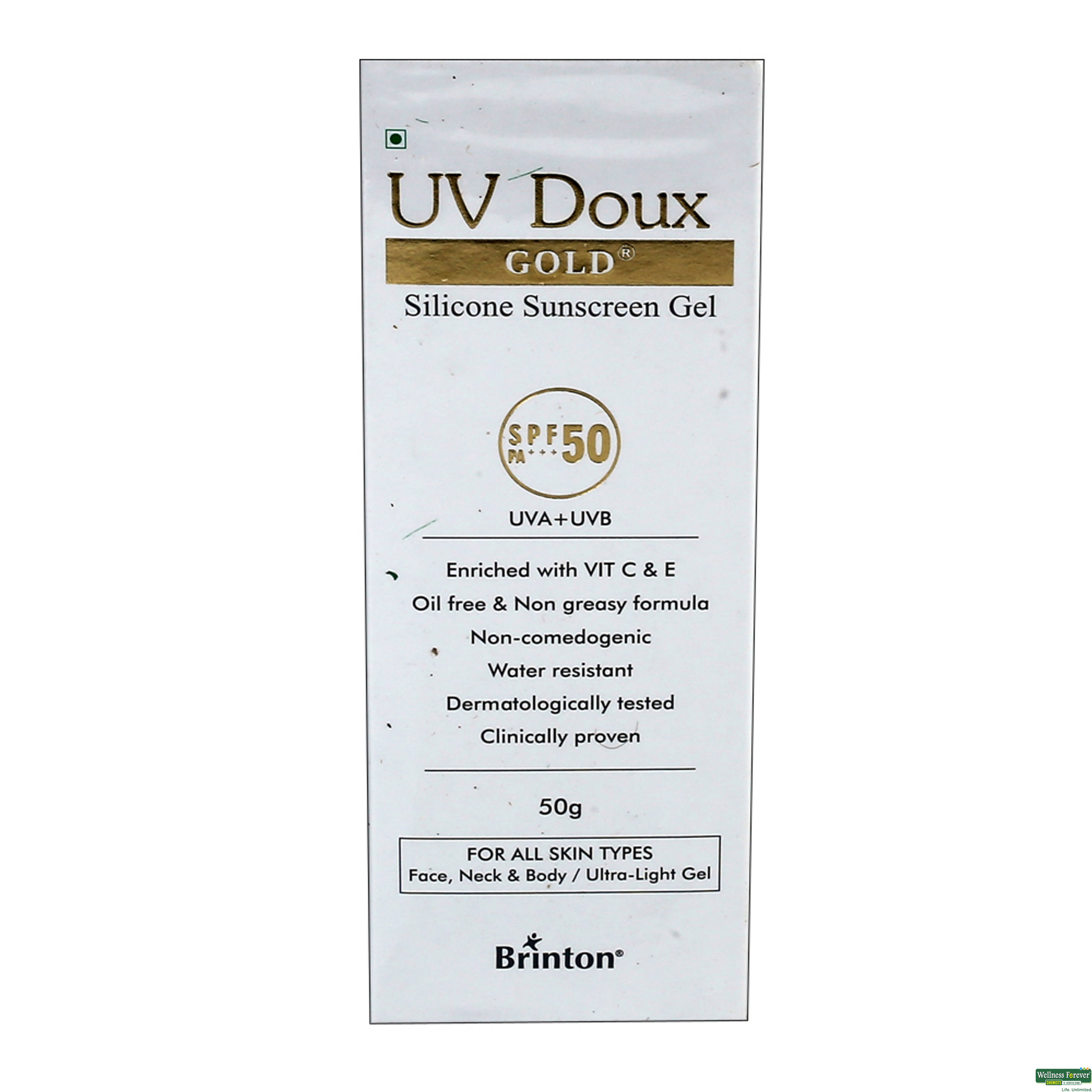 UV-DOUX GOLD SUNCREEN SPF 50 GEL 50GM-image