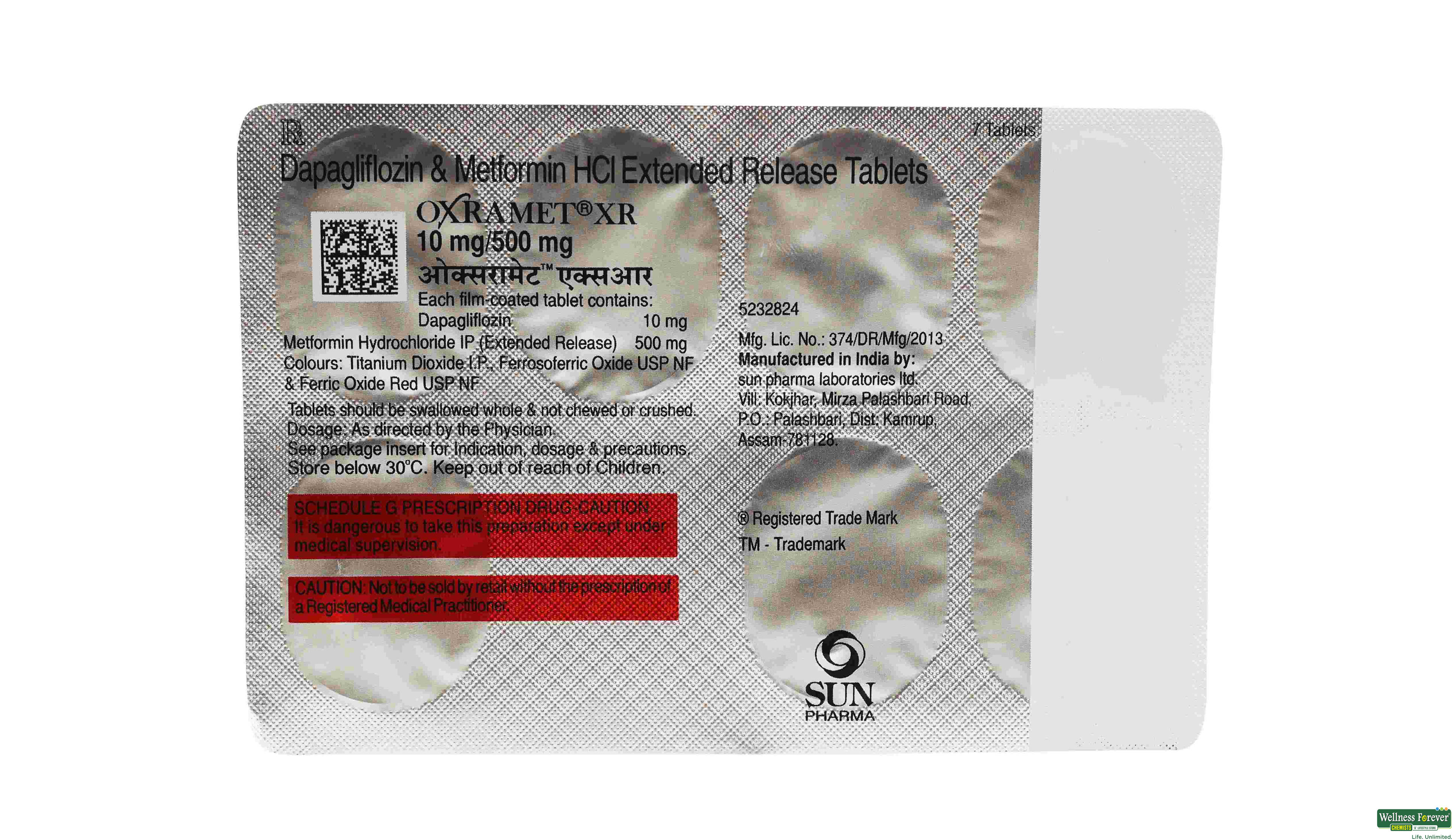 OXRAMET-XR 10/500MG 7TAB- 1, 7TAB, 