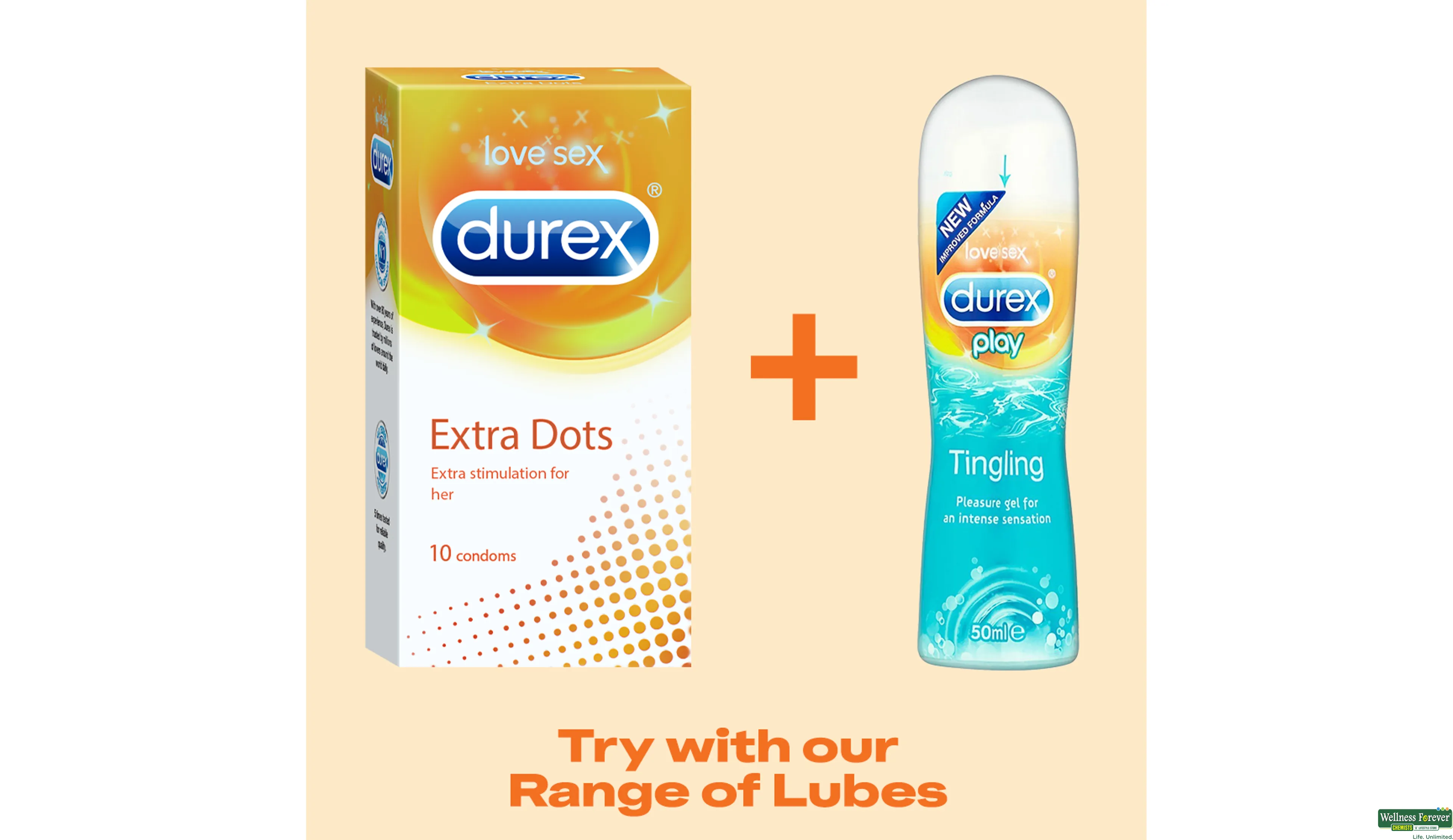 DUREX CONDOM EXTRA DOTS 3PC- 5, 3PC, 