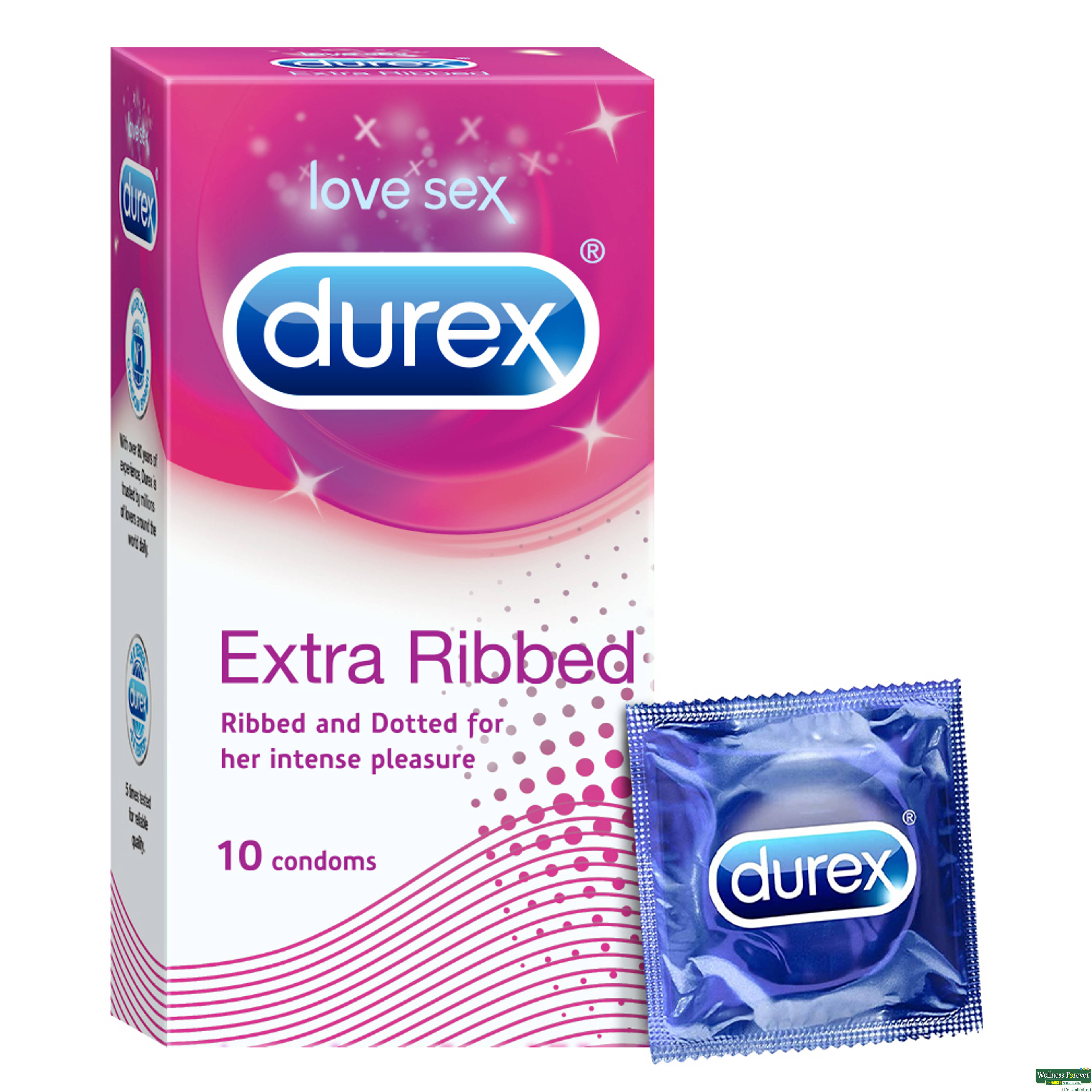 DUREX CONDOM EXTRA RIBBED 10PC-image