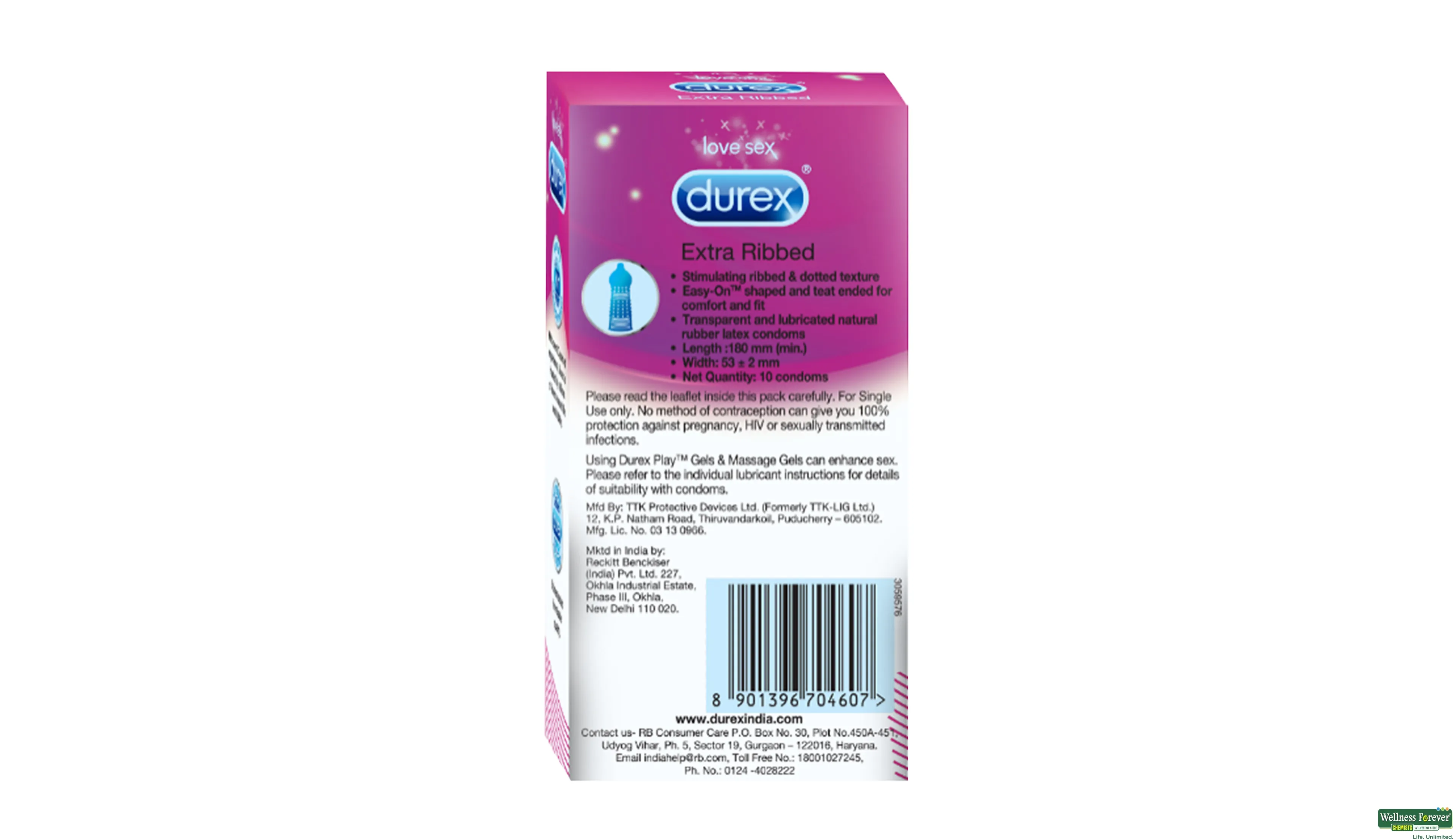 DUREX CONDOM EXTRA RIBBED 10PC- 2, 10PC, 