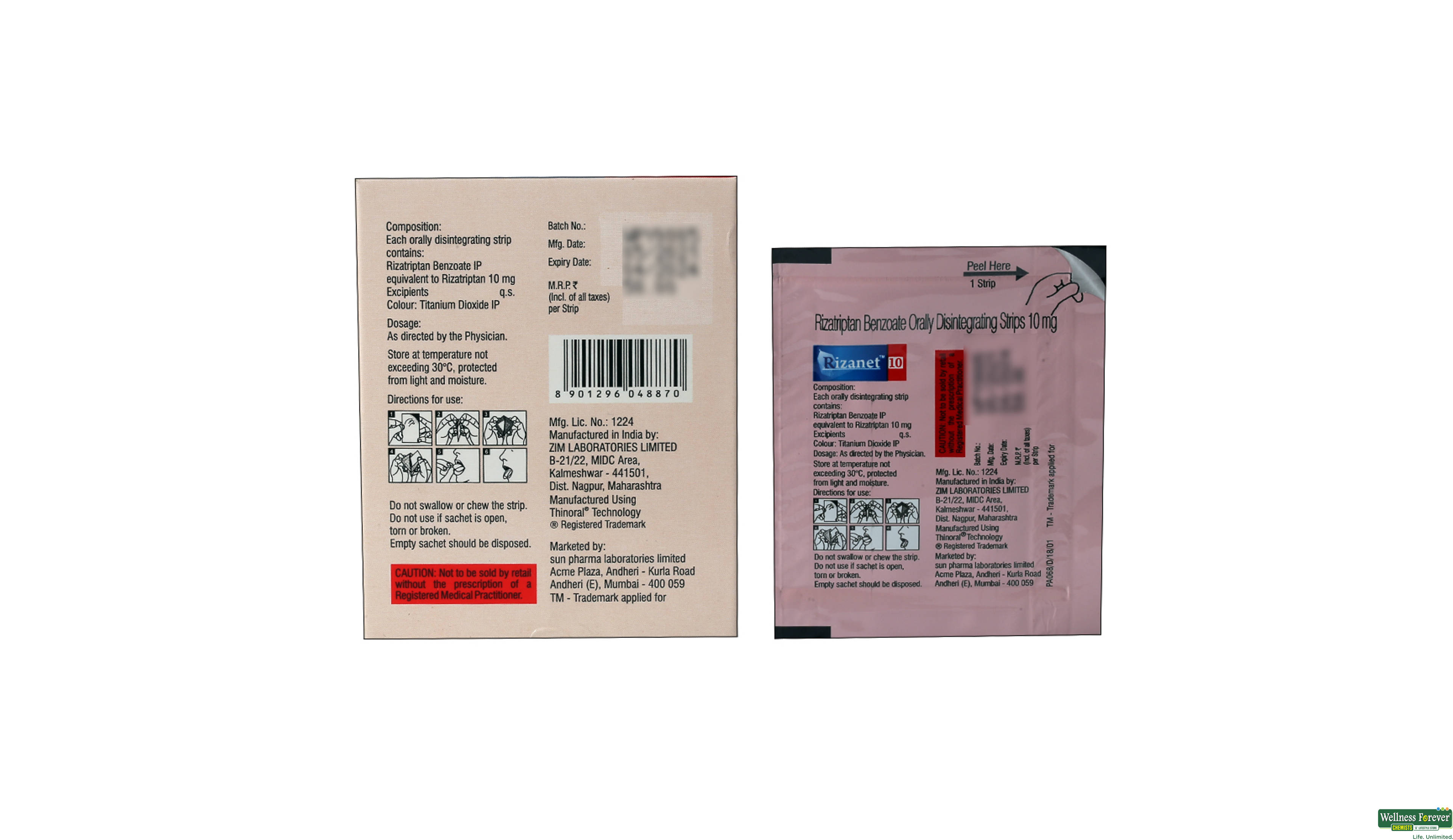 RIZANET 10MG ORAL STRIP- 2, 1STRIP, 