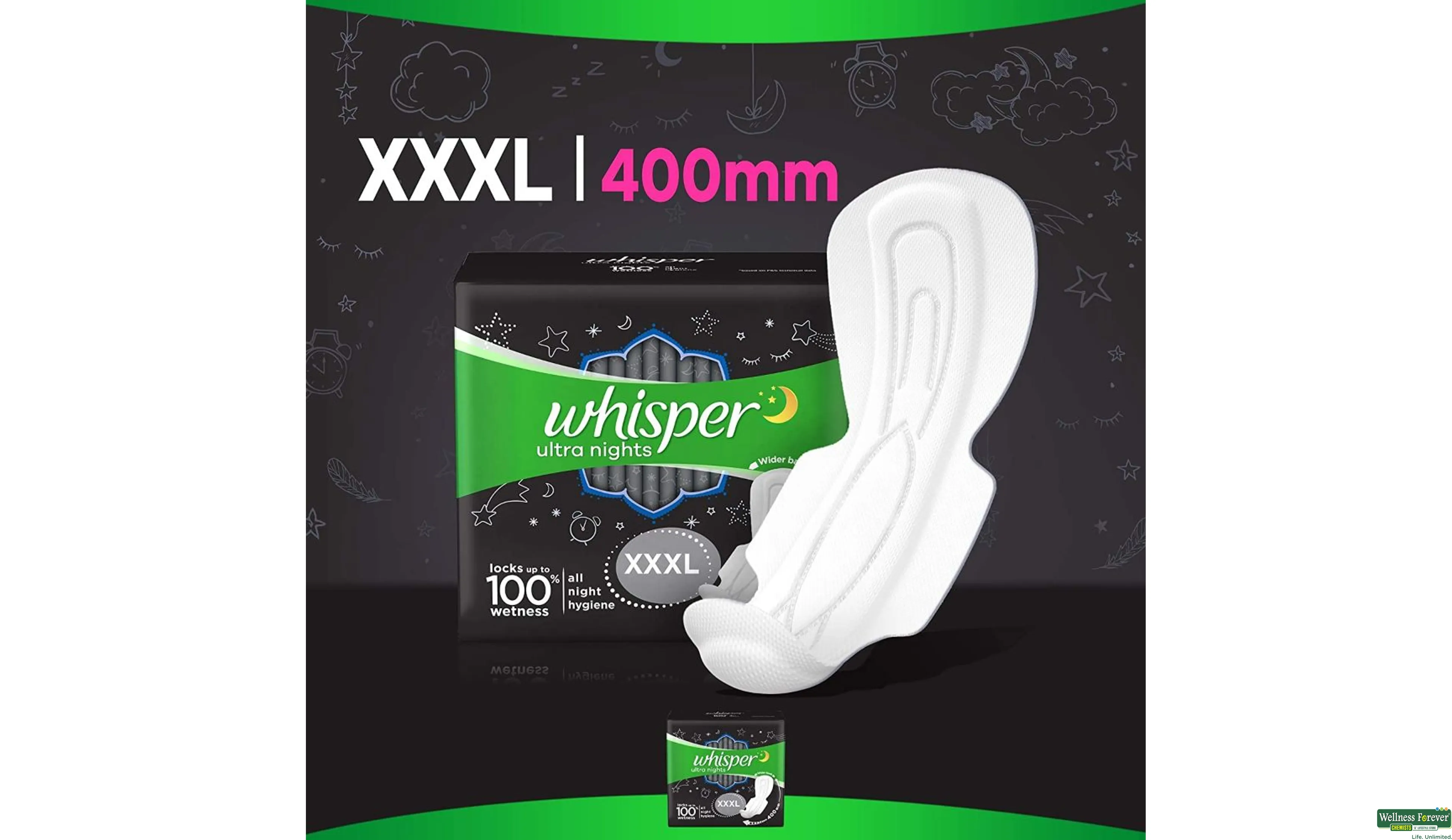 Buy Whisper Sanitary Pads Ultra Night Wings Xl+ 30Pc Online at Best Prices