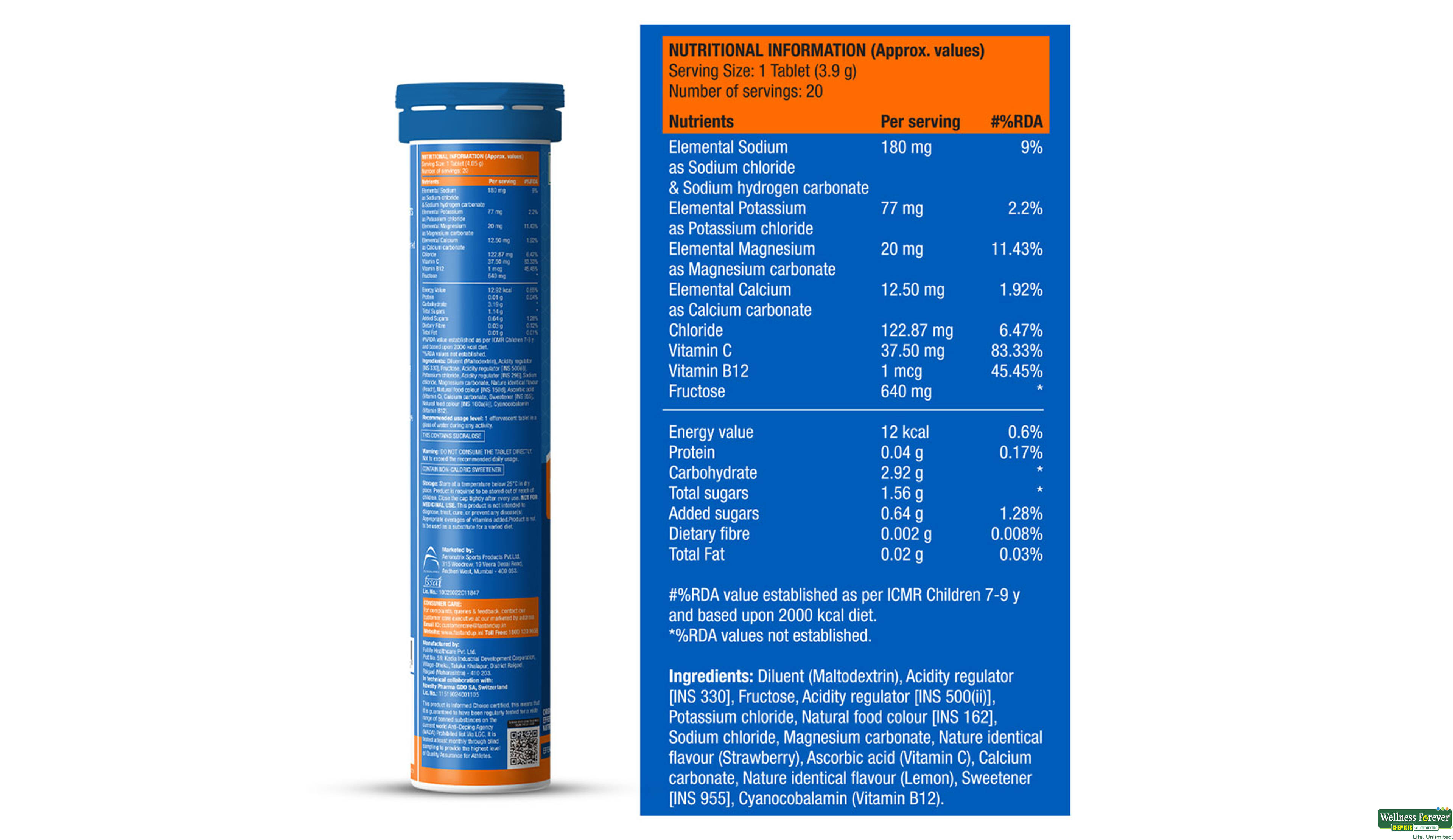 FAST/UP RELOAD ELECTROLYTES BERRY 20TAB- 7, 20TAB, 