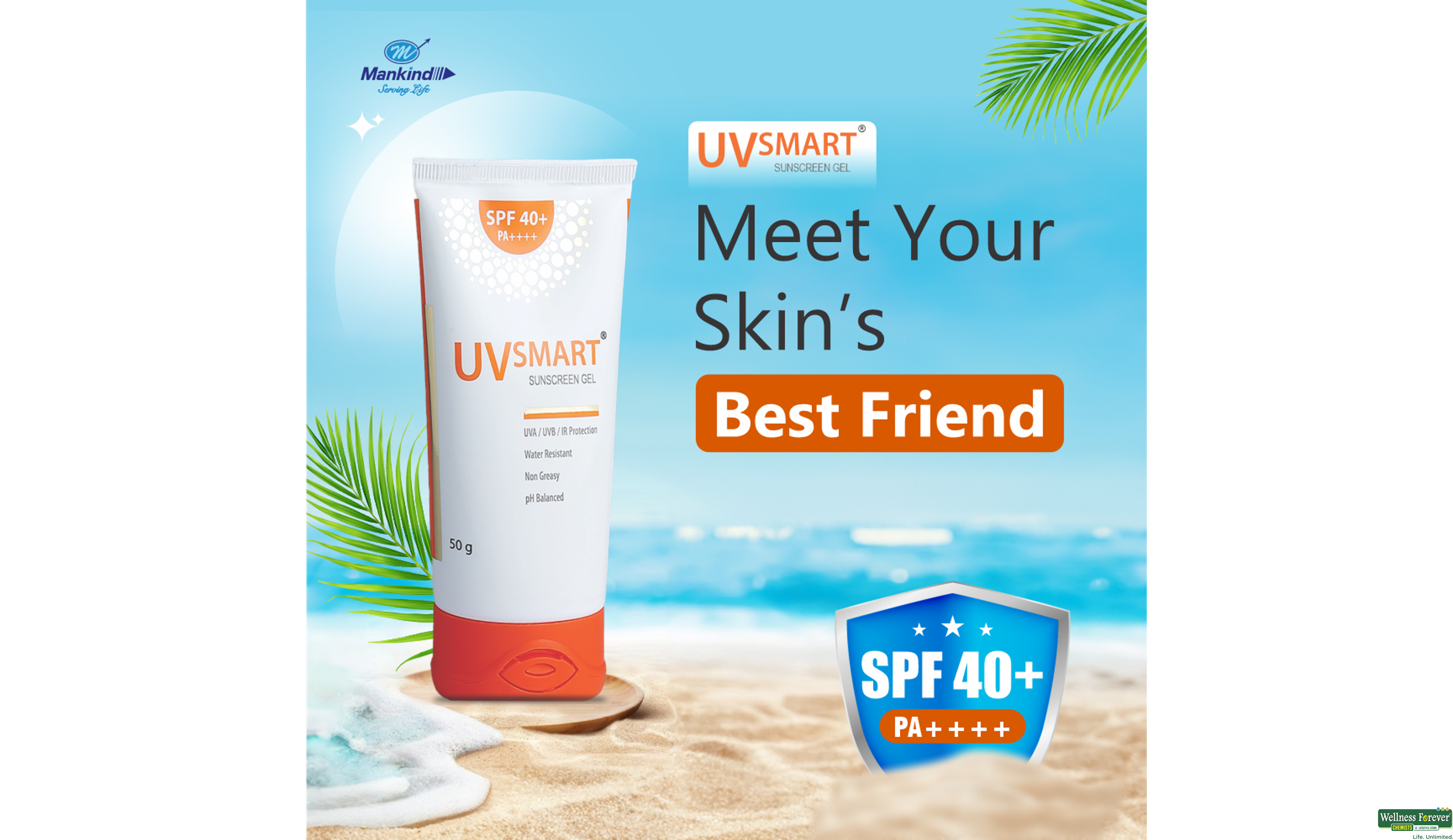 UVSMART SUNSCREEN SPF40 GEL 50GM- 3, 50GM, 