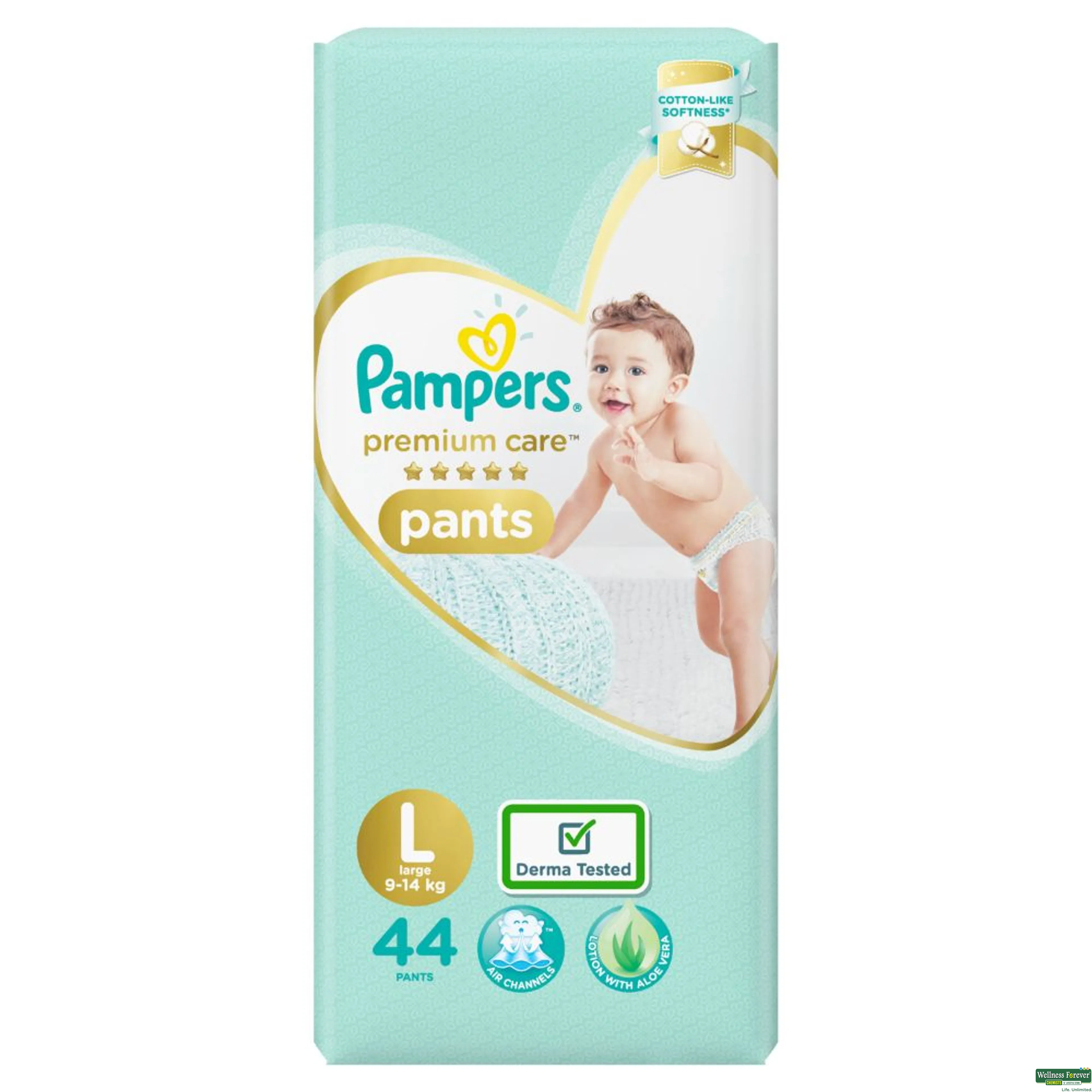 Buy Pampers All round Protection Pants Style Baby Diapers, Large (L) Size,  64 Count, Anti Rash Blanket, Lotion with Aloe Vera, 9-14kg Diapers Online  at Lowest Price Ever in India | Check