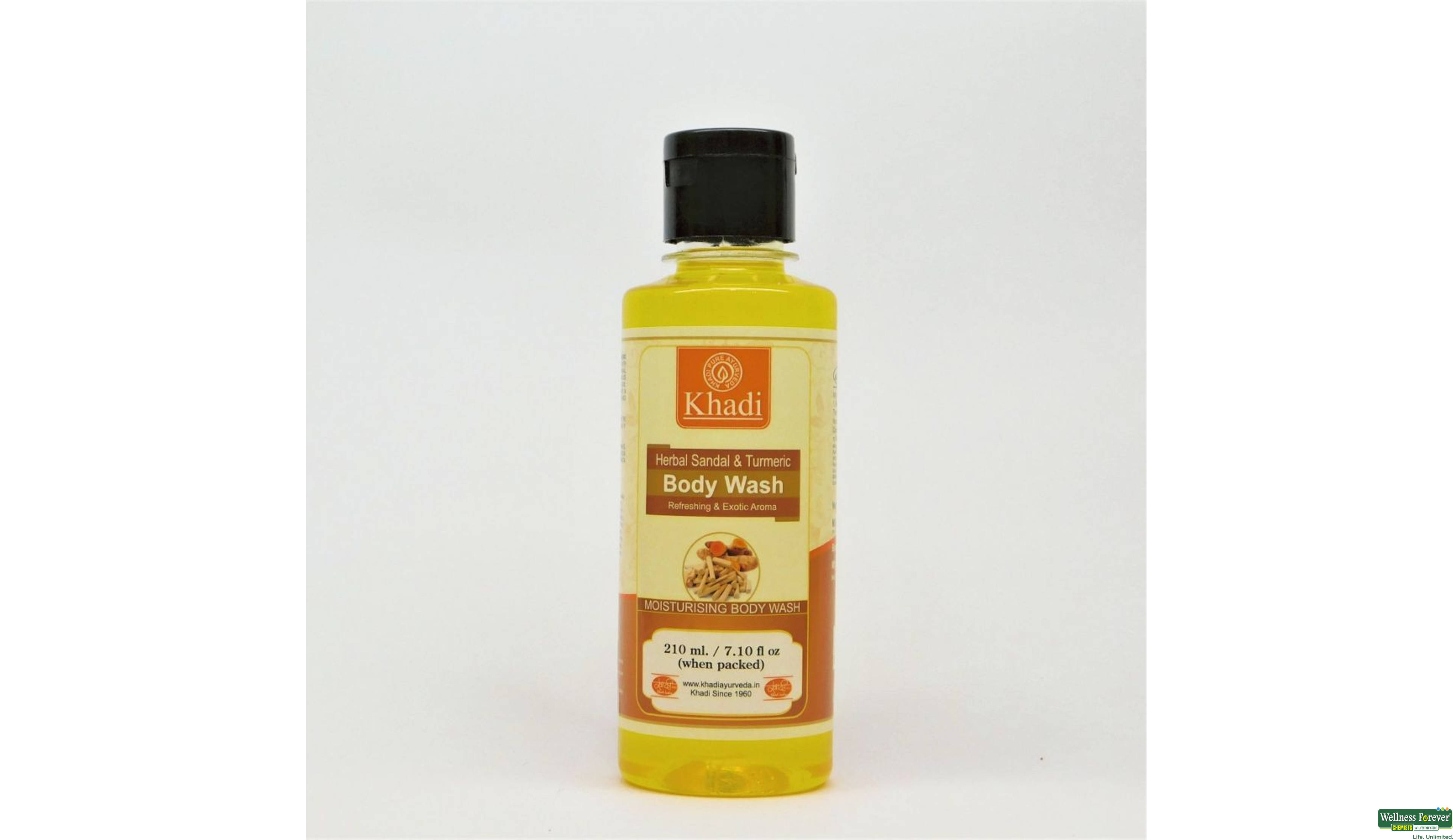 KHADI B/WASH SANDAL/TURMERIC 210ML- 1, 210ML, 