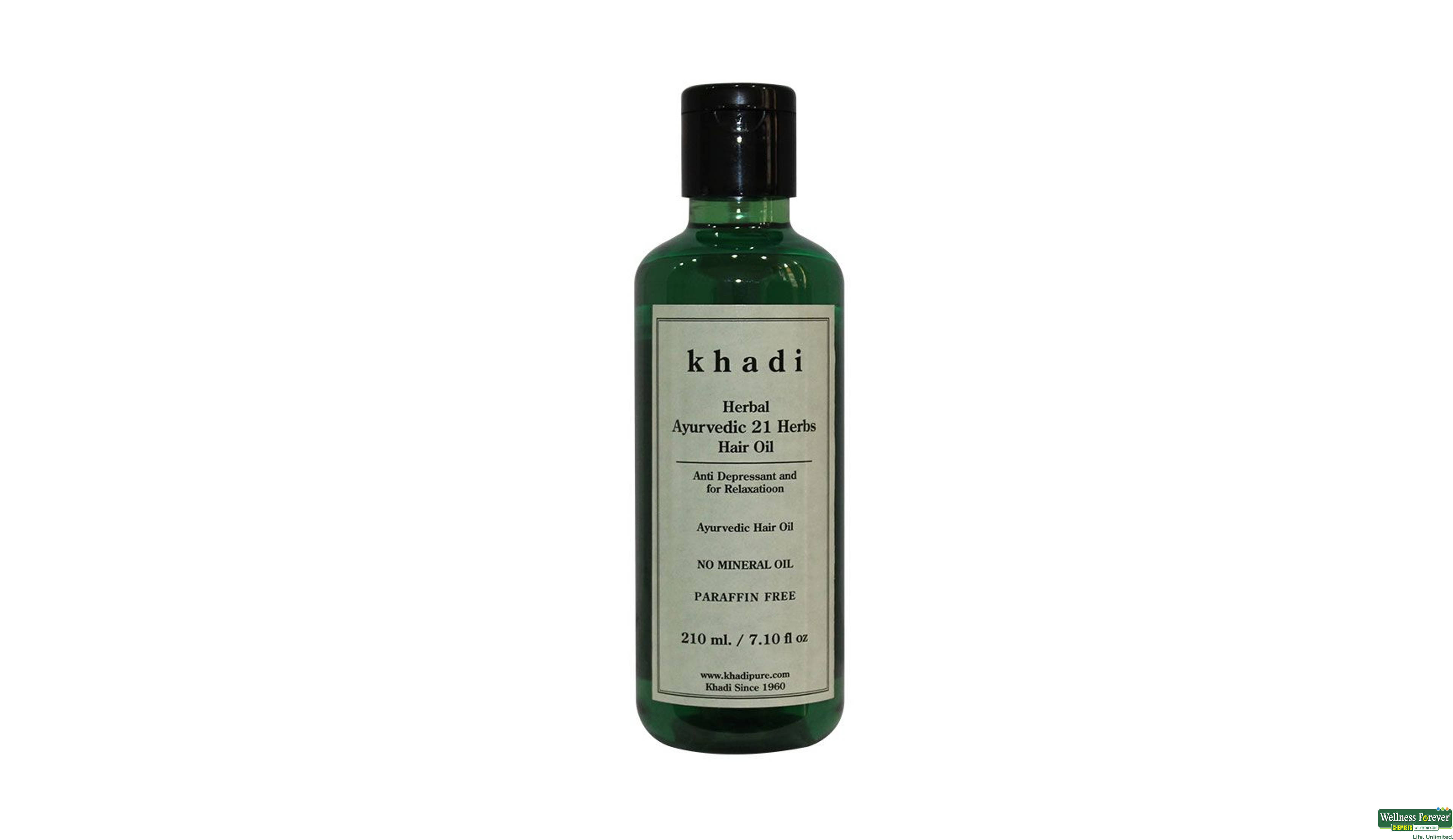 KHADI HR/OIL AYURVEDIC 21 HERBS 210ML- 1, 210ML, 