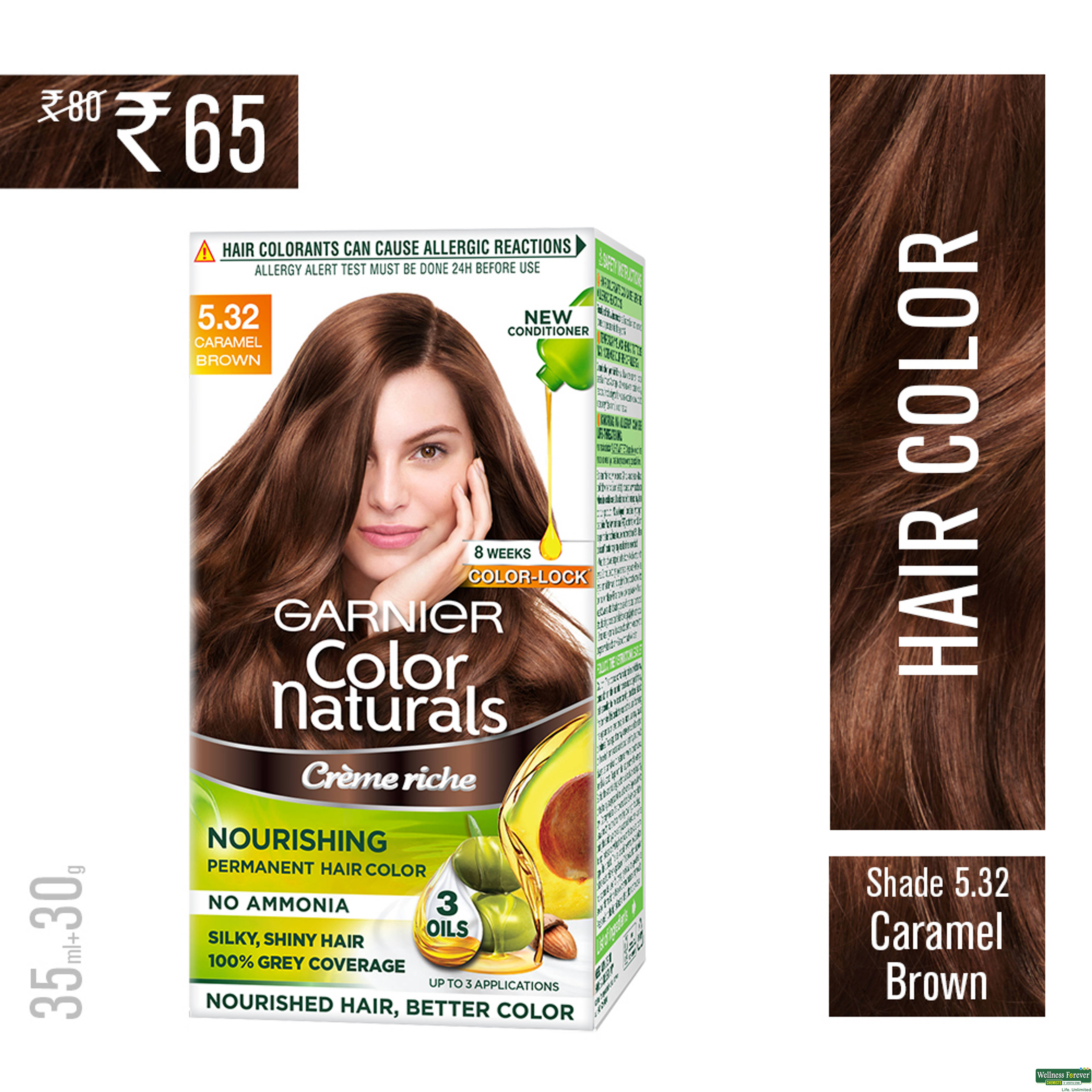 Garnier Color Naturals Cream Hair Color Shade 5.32 Caramel Brown 35ml-image