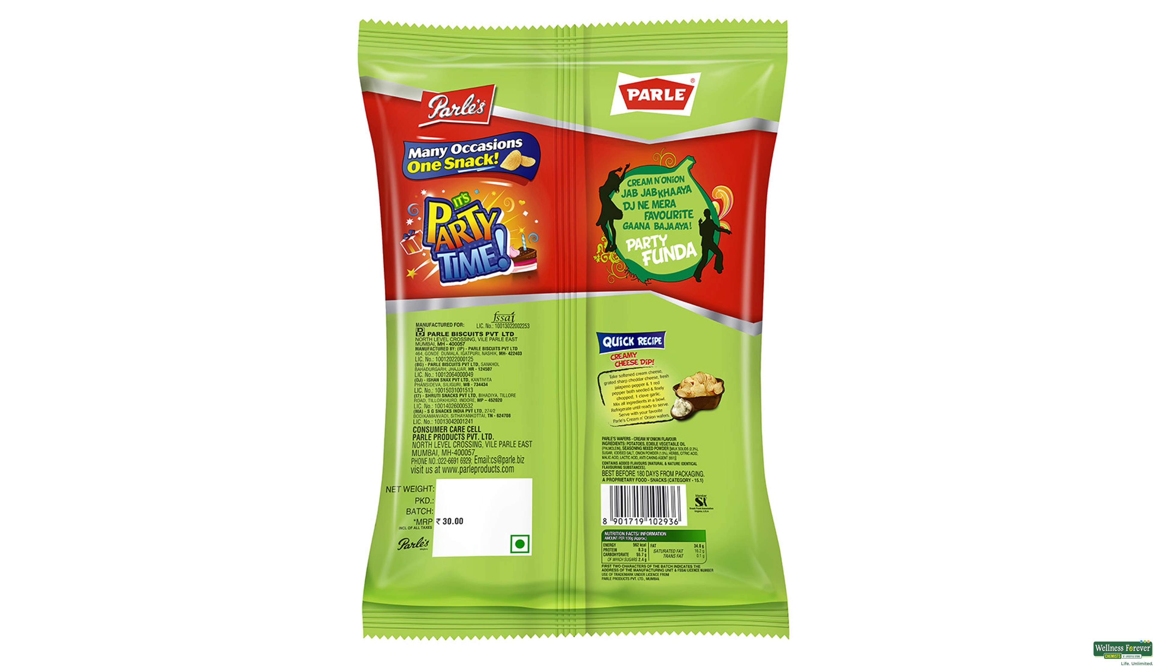 PARLE CHIPS CRM/ONION 75GM- 2, 75GM, 