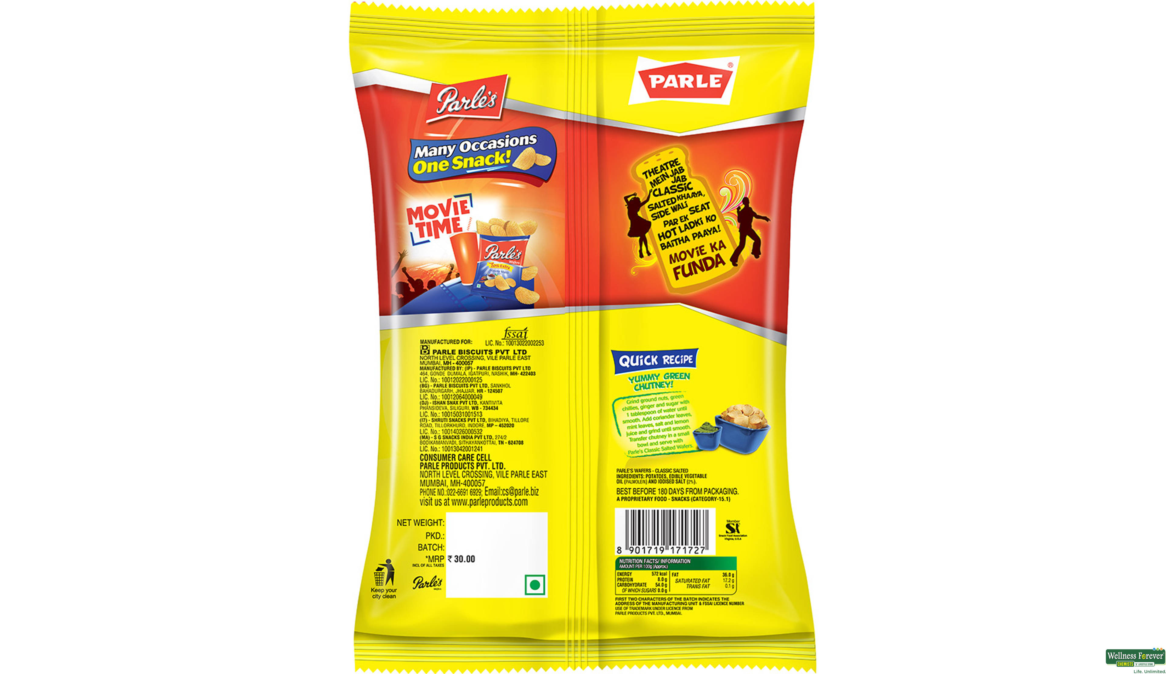 PARLE CHIPS CLASSIC SALTED 75GM- 2, 75GM, 