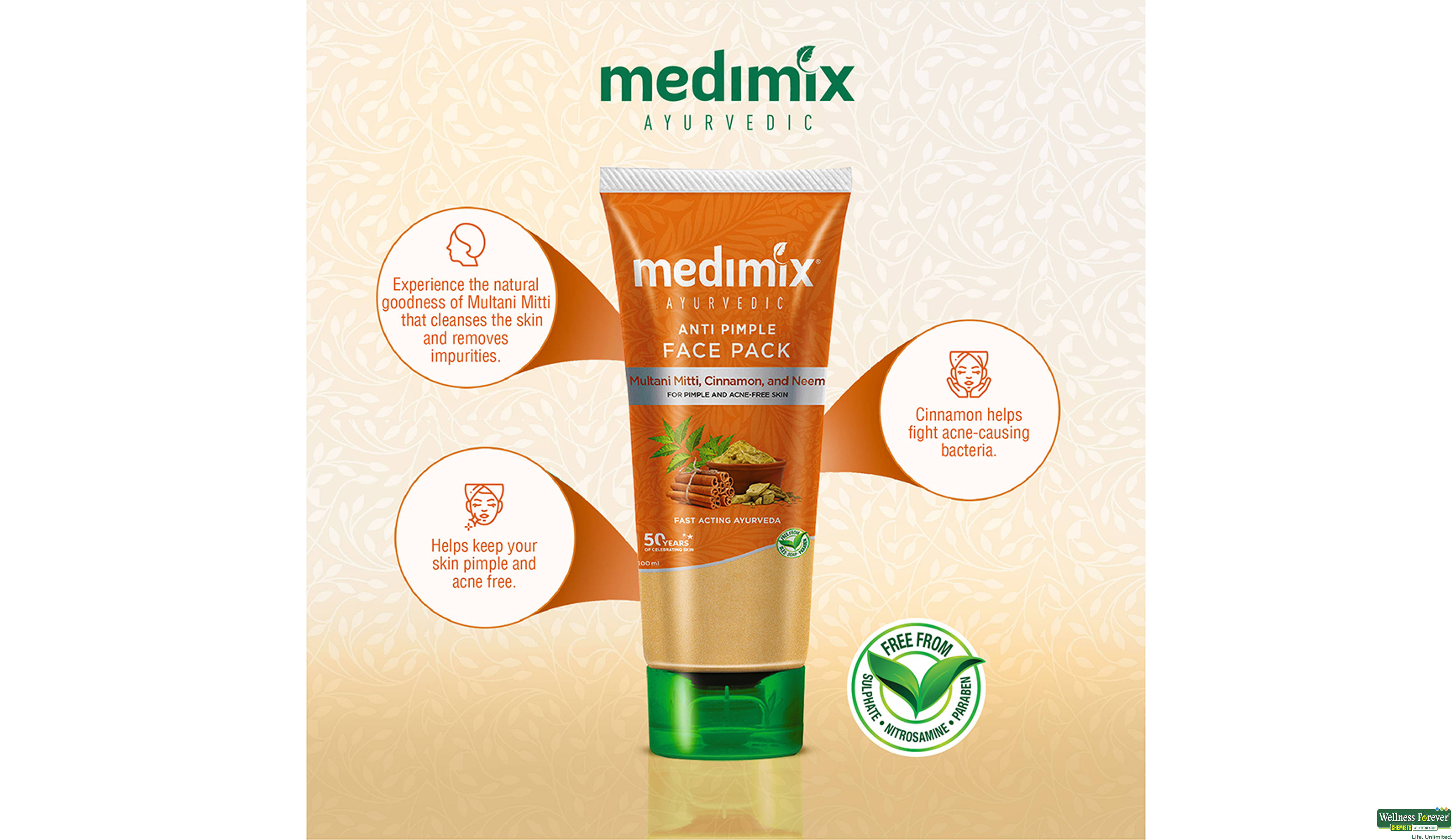 MEDIMIX AYURVEDIC F/PACK ANTI PIMPLE 100ML- 3, 100ML, 