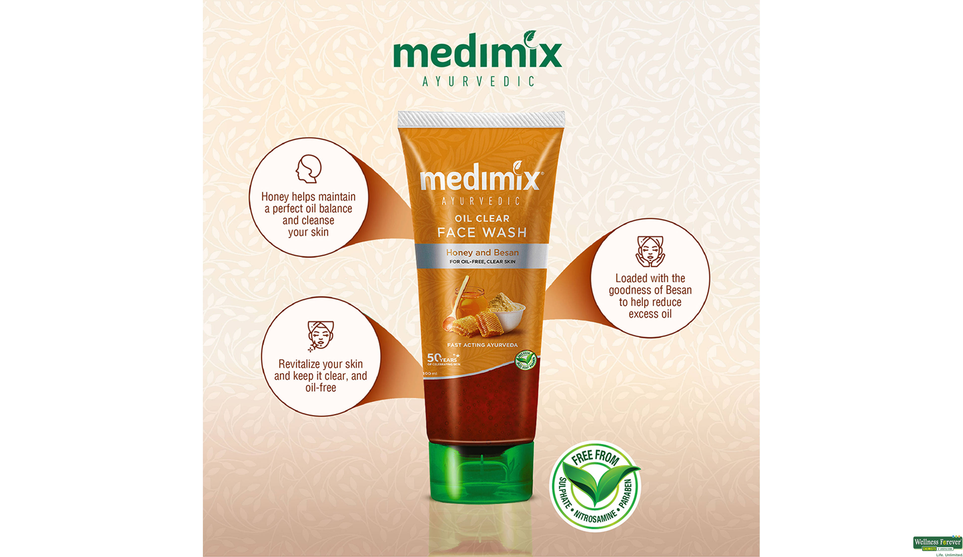 MEDIMIX AYURVEDIC F/WASH OIL CLEAR 100ML- 3, 100ML, 