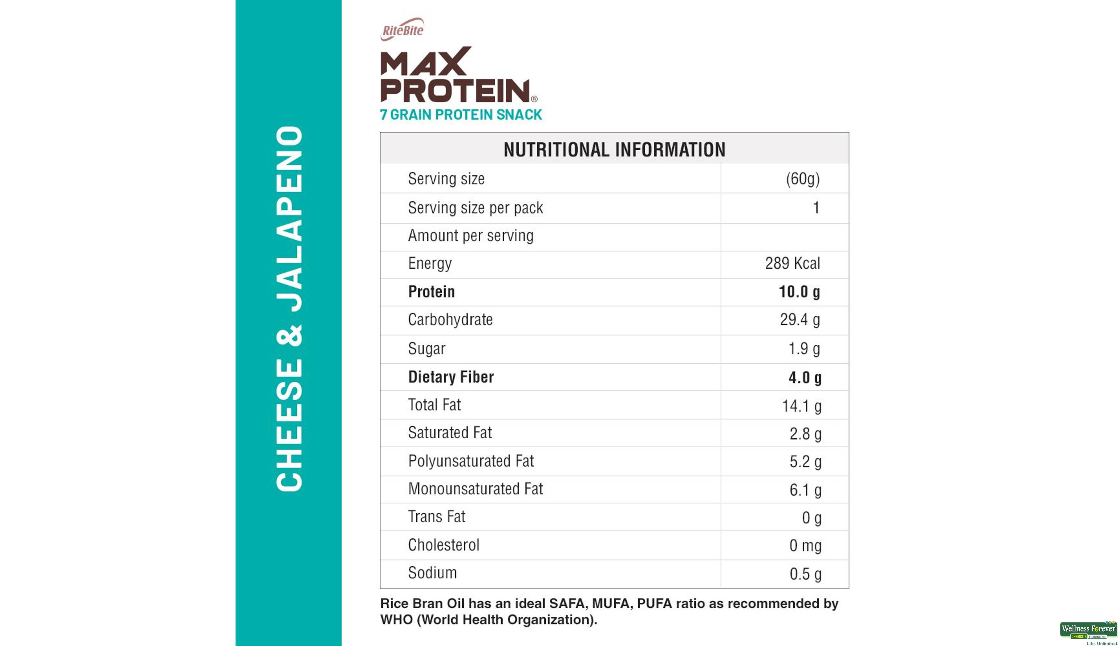 RITE B CHIPS MAX PRO CHSE/JALAPENO 60GM- 4, 60GM, null