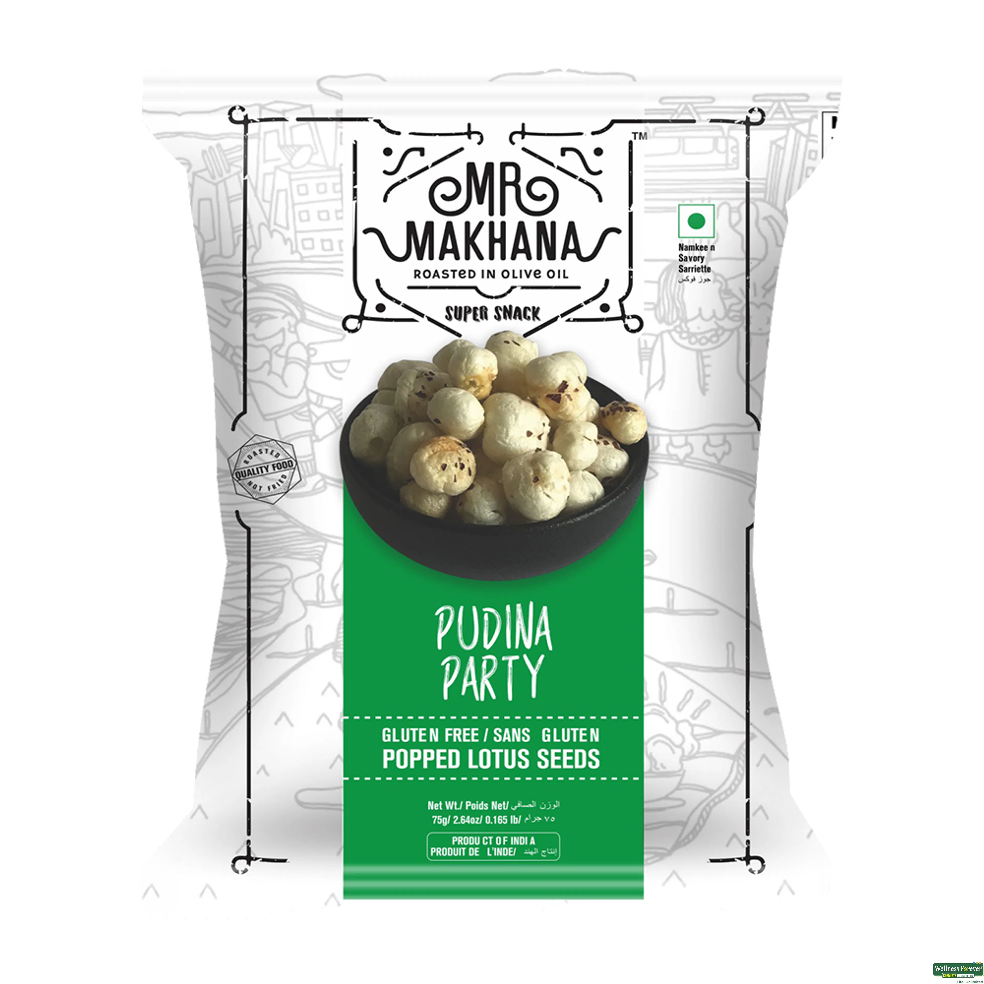 MR MAKHANA ROASTED PUDINA PARTY 75GM-image