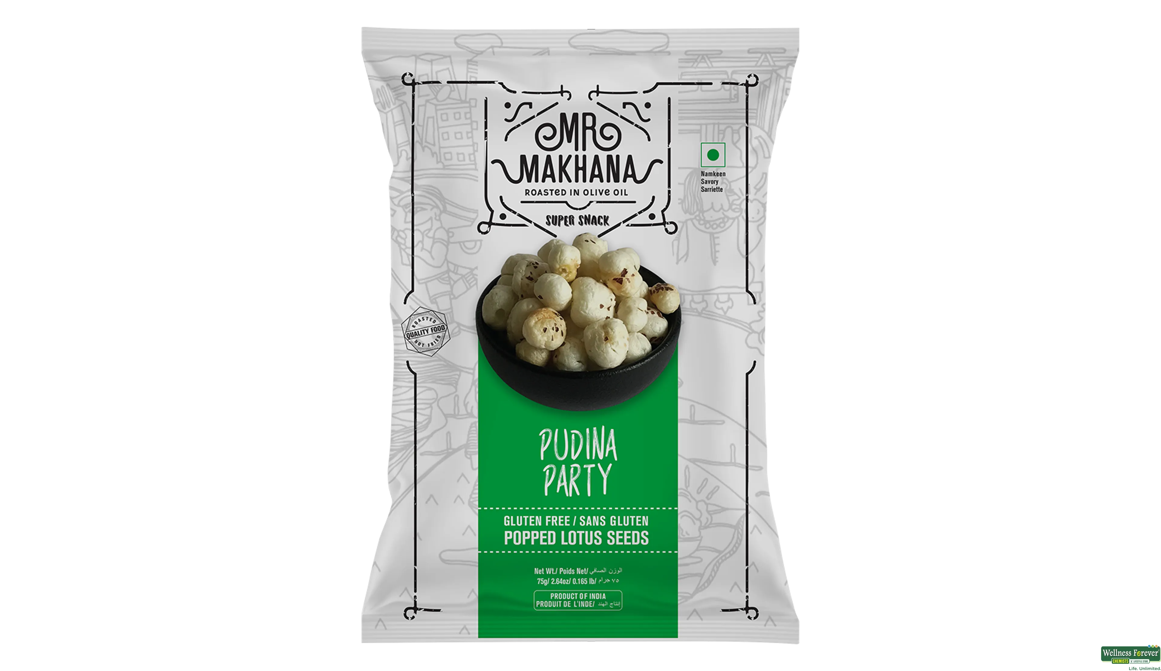 MR MAKHANA ROASTED PUDINA PARTY 75GM- 2, 75GM, 