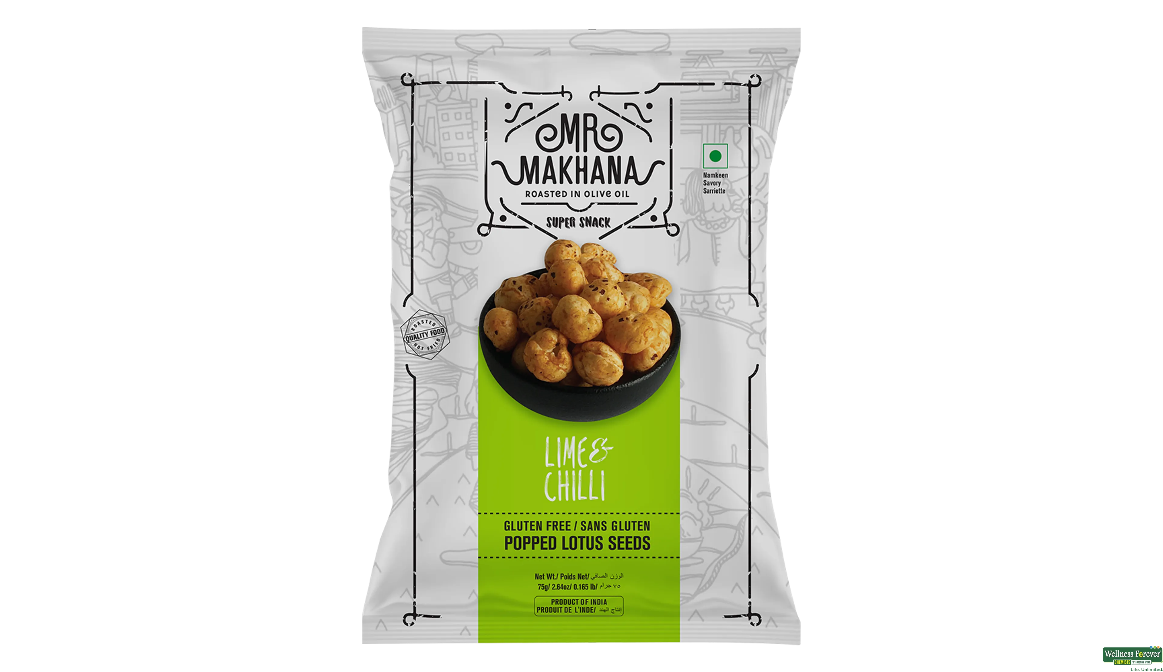 MR MAKHANA ROASTED LIME/CHILLI 75GM- 2, 75GM, 