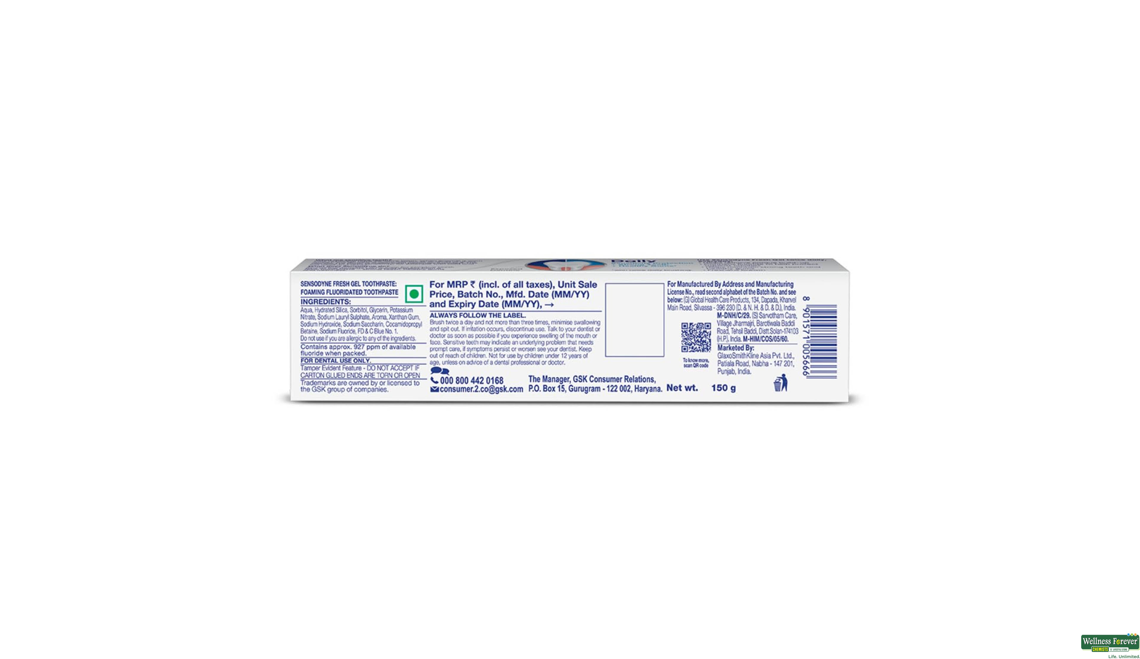 SENSODYNE T/PASTE FRESH GEL 150GM- 2, 150GM, null