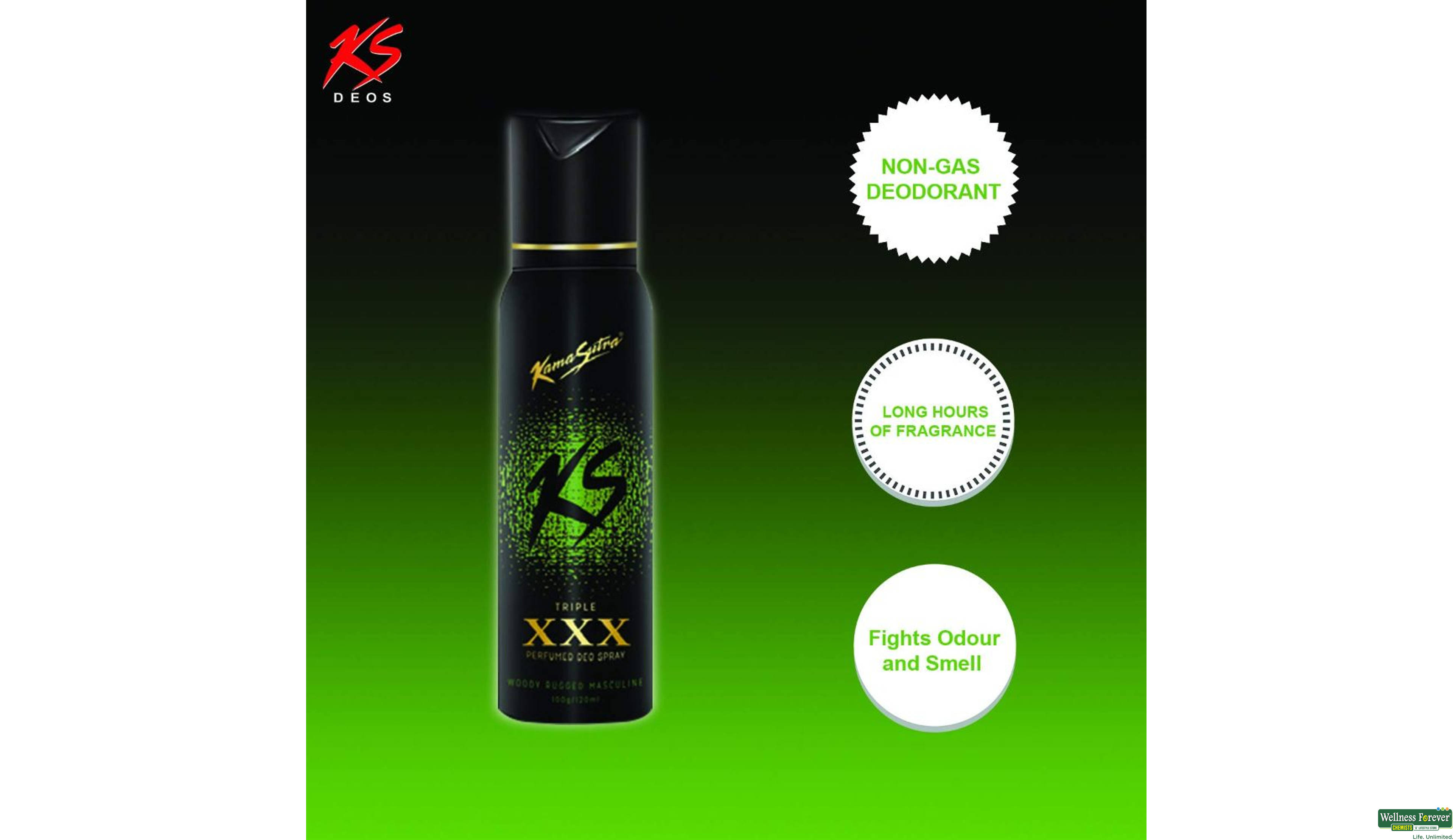 KS PERFUMED DEO TRIPLE-XXX 120ML- 4, 120ML, 