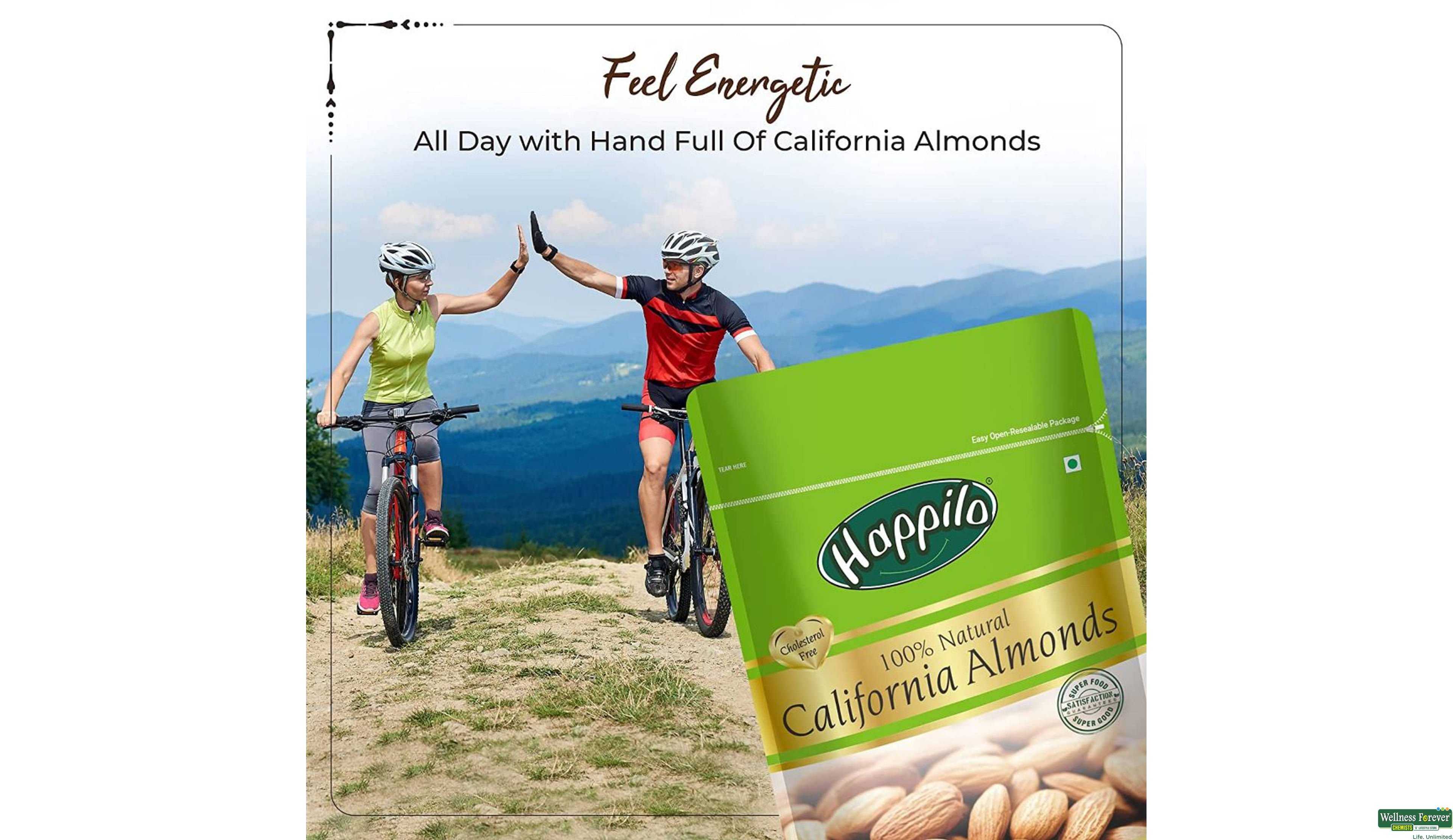 HAPPILO PREMIUM CALIFORNIAN ALMONDS 200GM- 7, 200GM, 