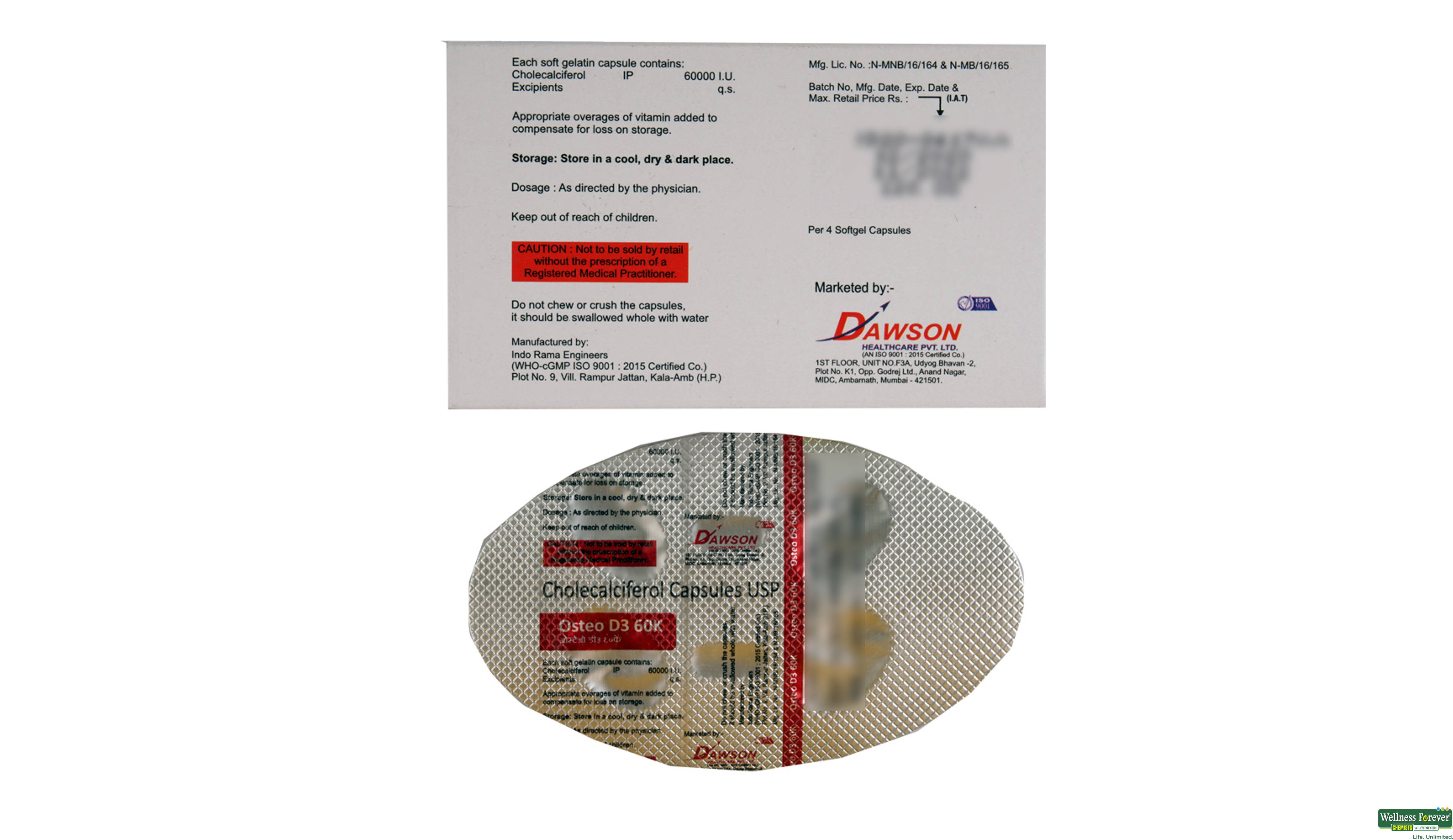 OSTEO-D3 60K SOFTGEL 4CAP- 2, 4CAP, 