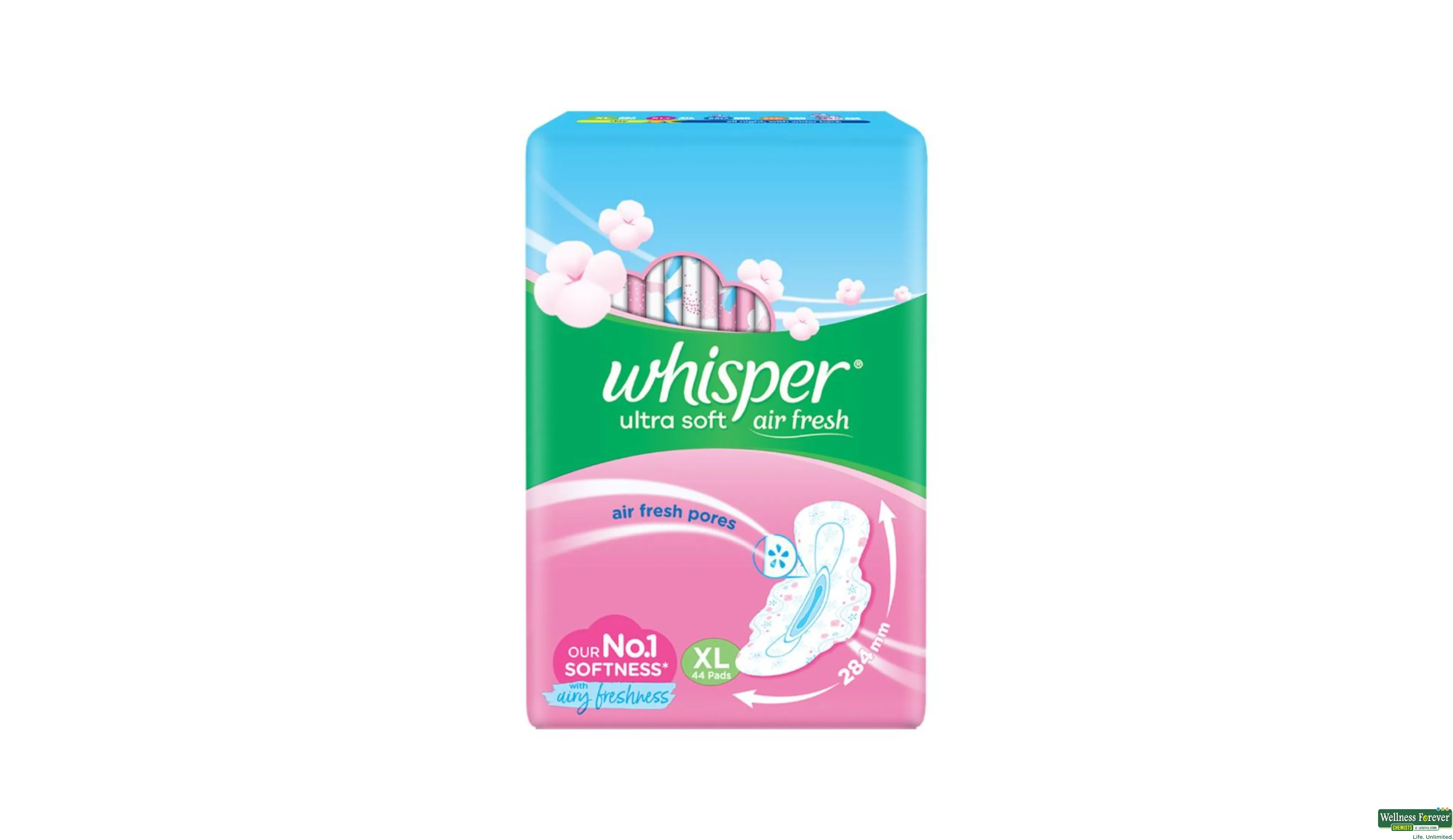 WHISPER SA/PAD ULTRA SOFT WINGS XL 44PC- 1, 44PC, 