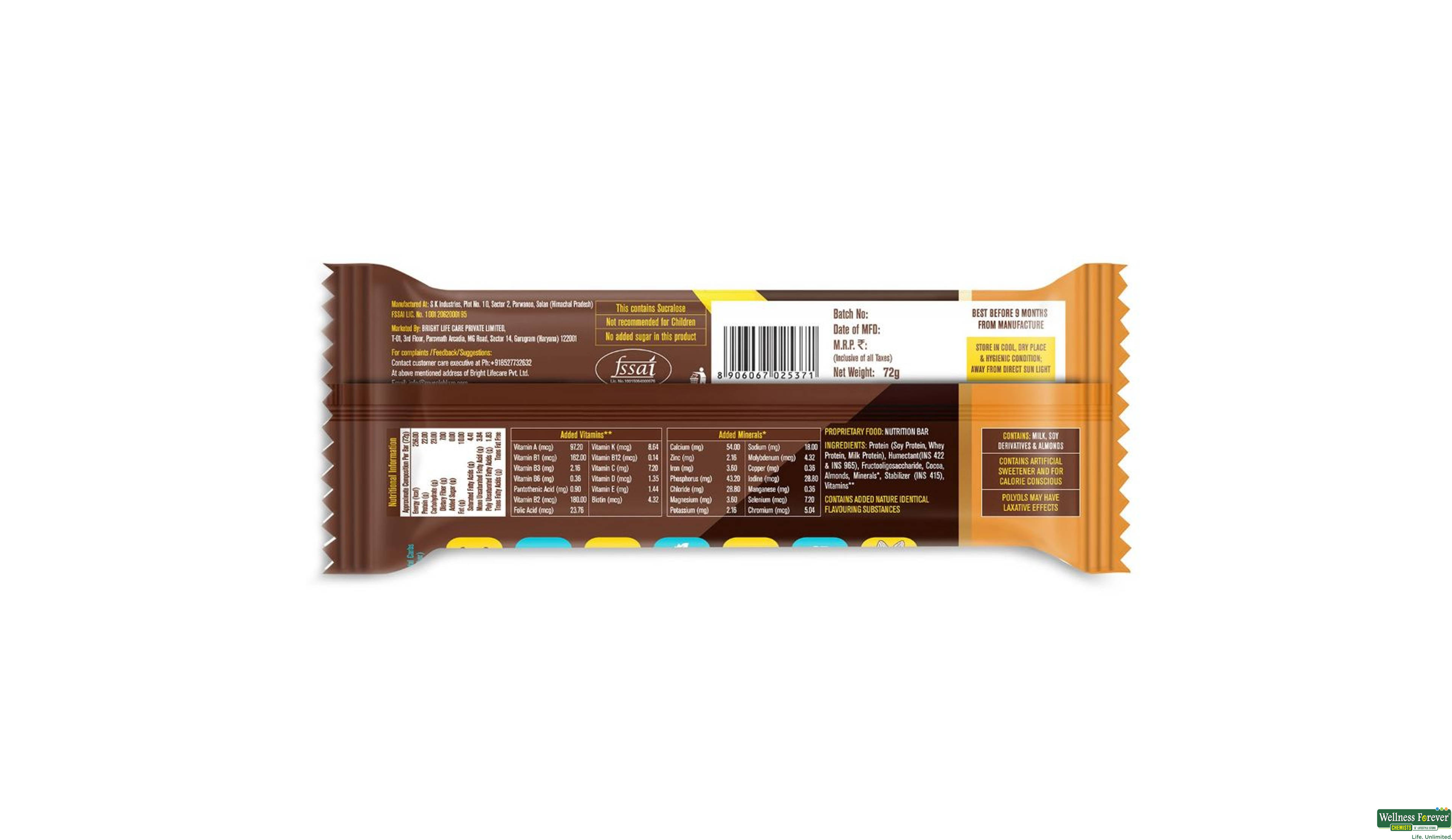 MB FIT BAR 20GM PROTEIN CHOCO ALMOND 75GM- 2, 75GM, 