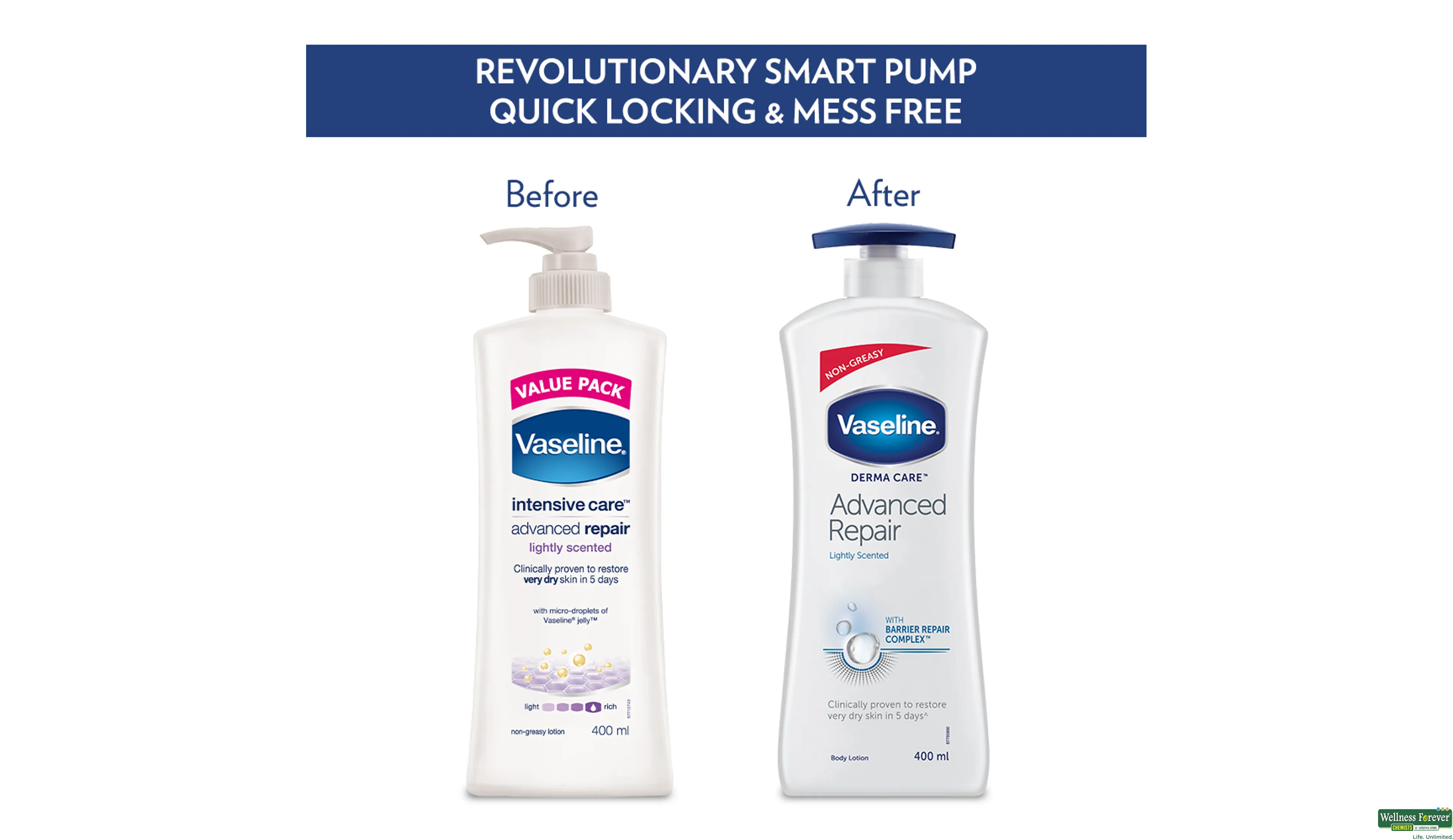 Vaseline Advanced Repair - 400 ml - Lait Corporel - Onlinevoordeelshop