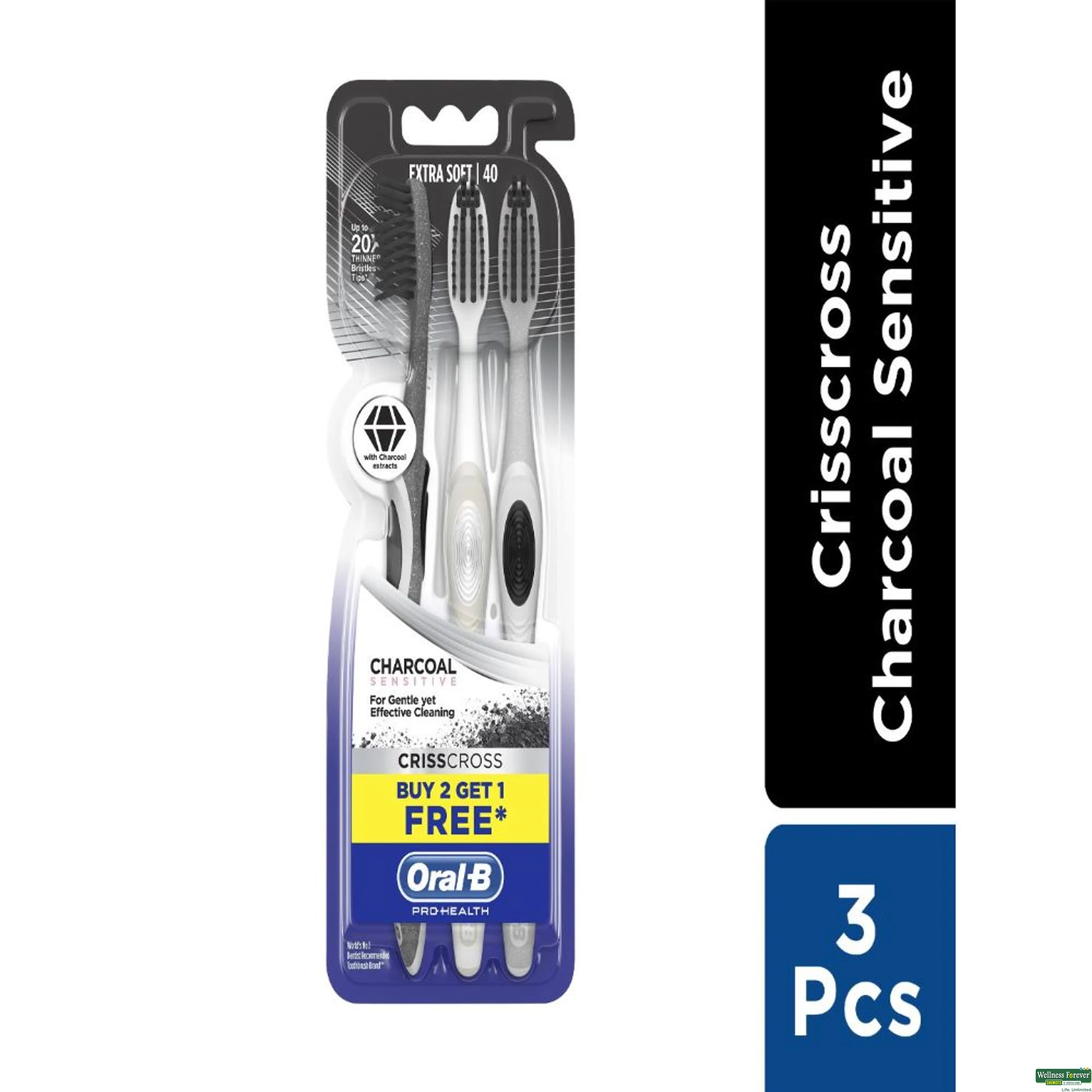 ORAL B T/BRUSH PRO HEA CHARCOAL SENSITIVE ES 2PC-image