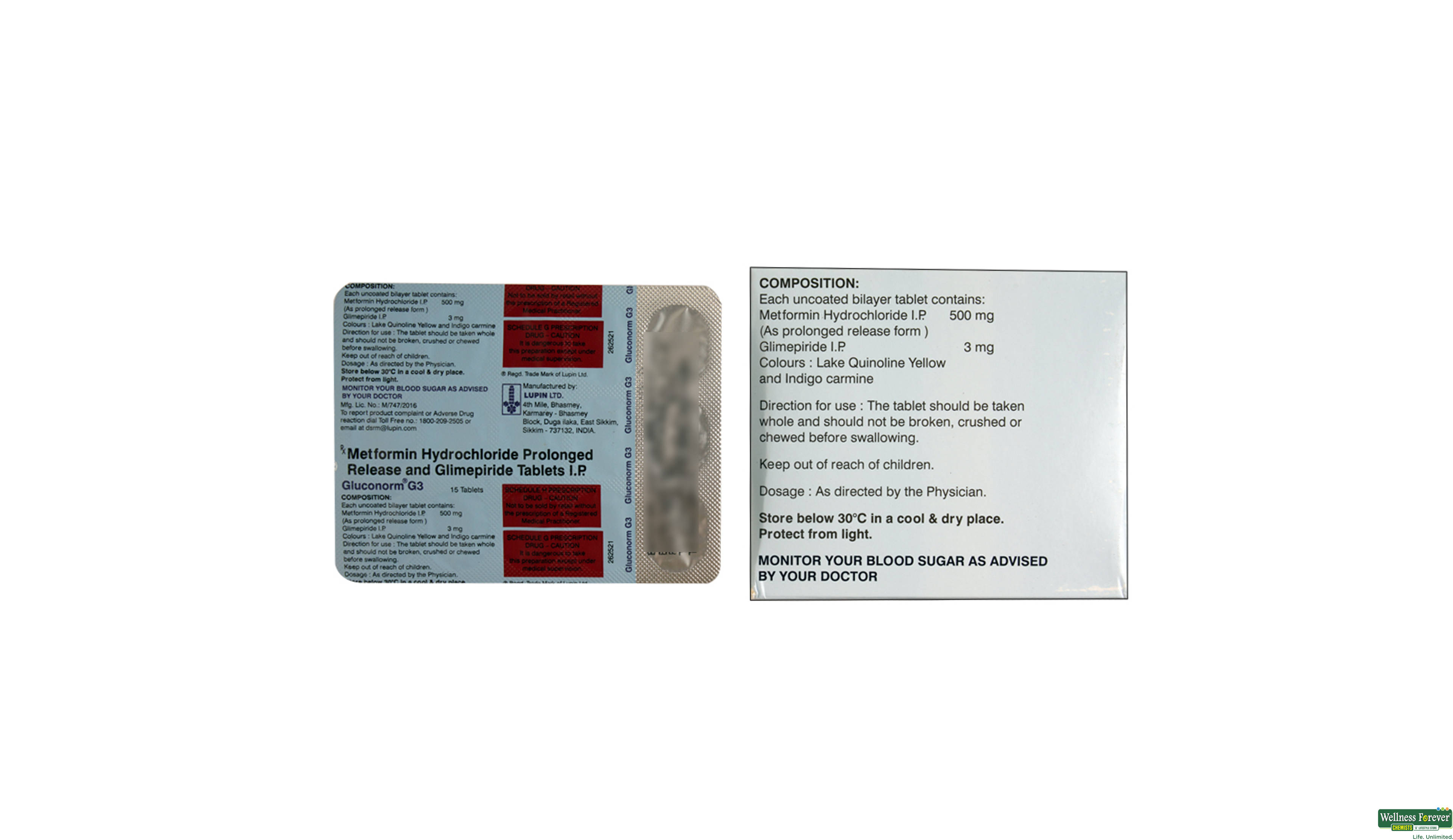 GLUCONORM-G 3MG 15TAB- 2, 15TAB, 