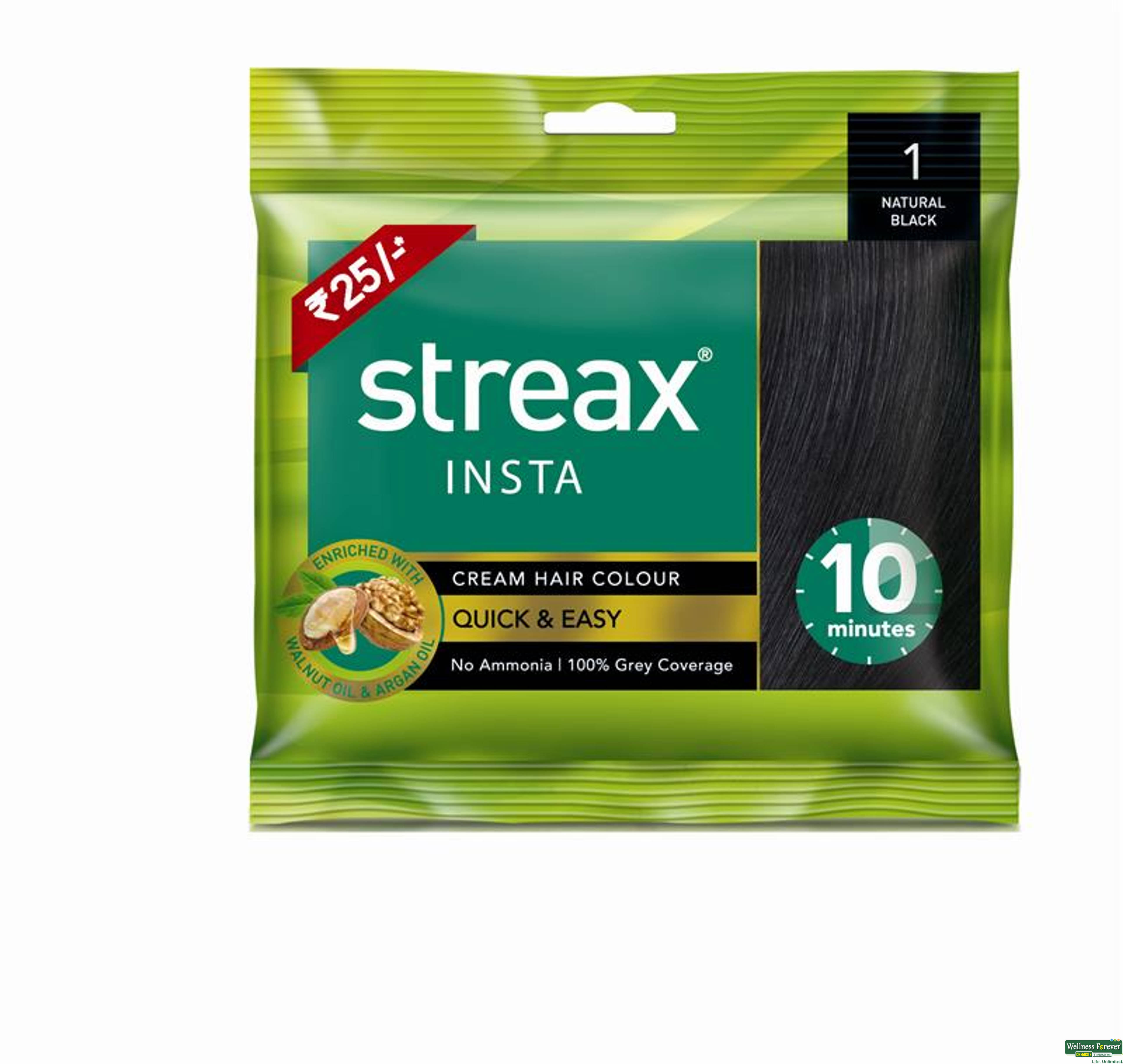 Streax Insta Naturals Cream Hair Colour Natural Black 1 Piece-image
