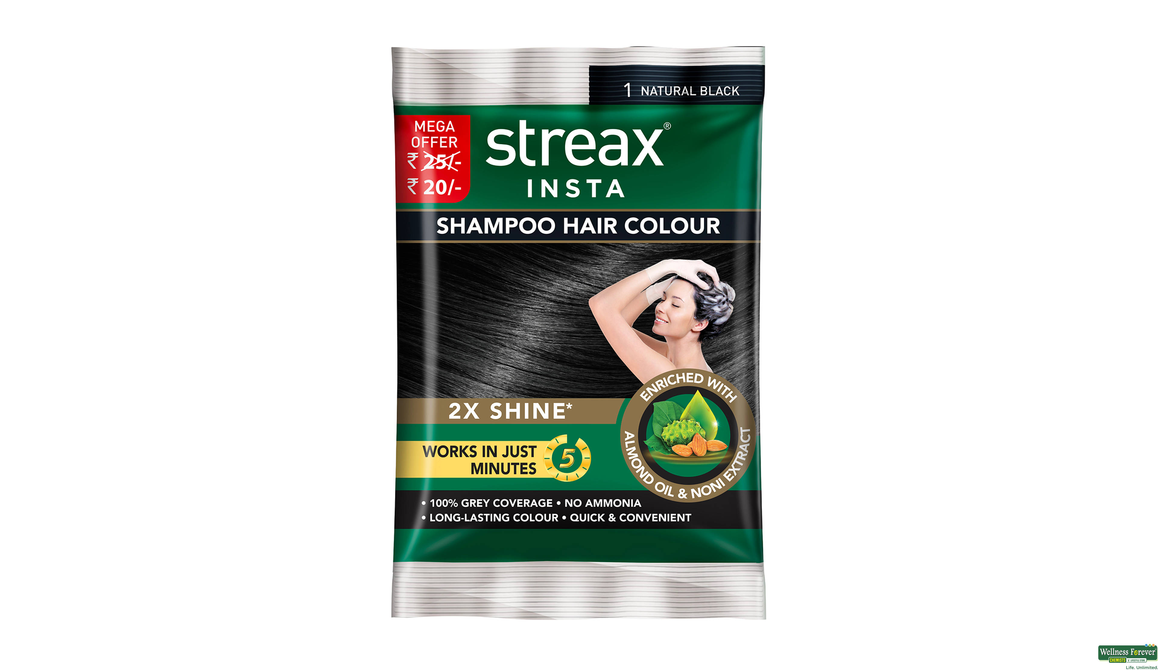 STREAX INSTA SHMP HR/COLOUR N/BLACK 1PC- 1, 1PC, null