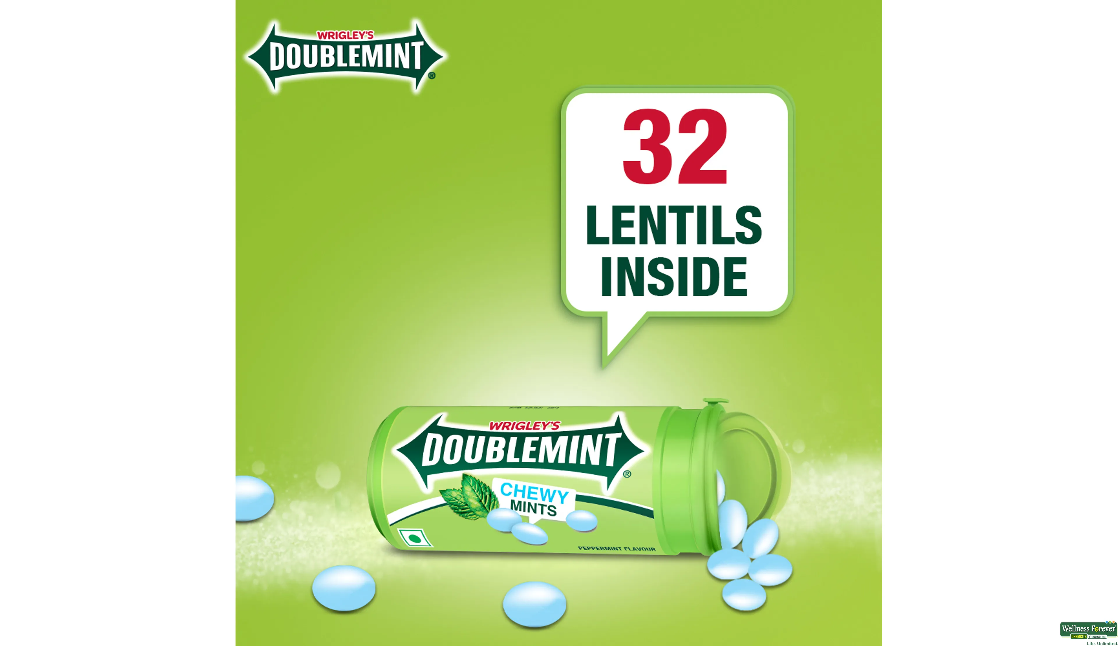 WRIGLEYS CHEWY DOUBLE MINT PEPPERMINT 32.55GM- 4, 32.55GM, 