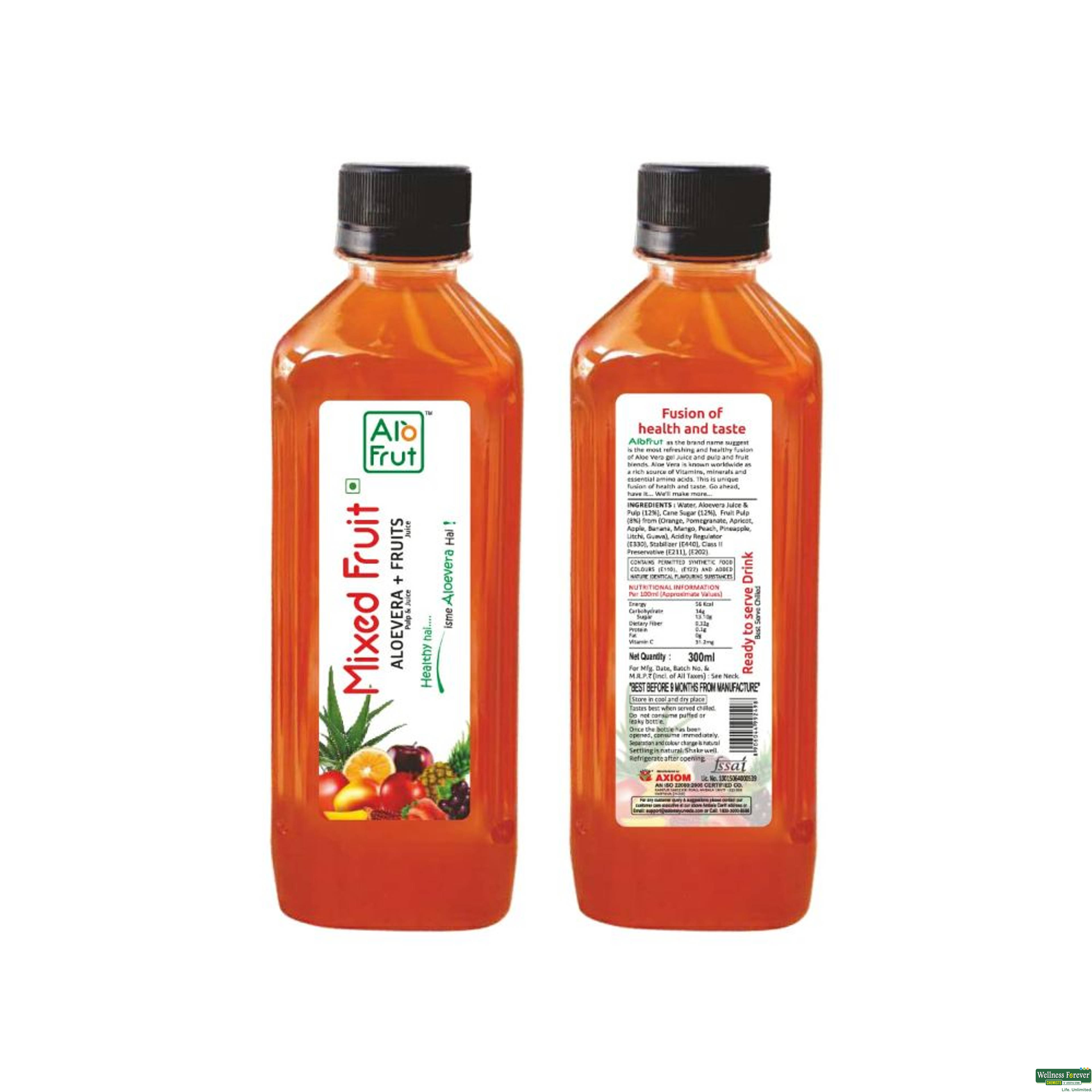 Alo Frut Aloe Vera Juice, Mixed Fruit, 300 ml-image