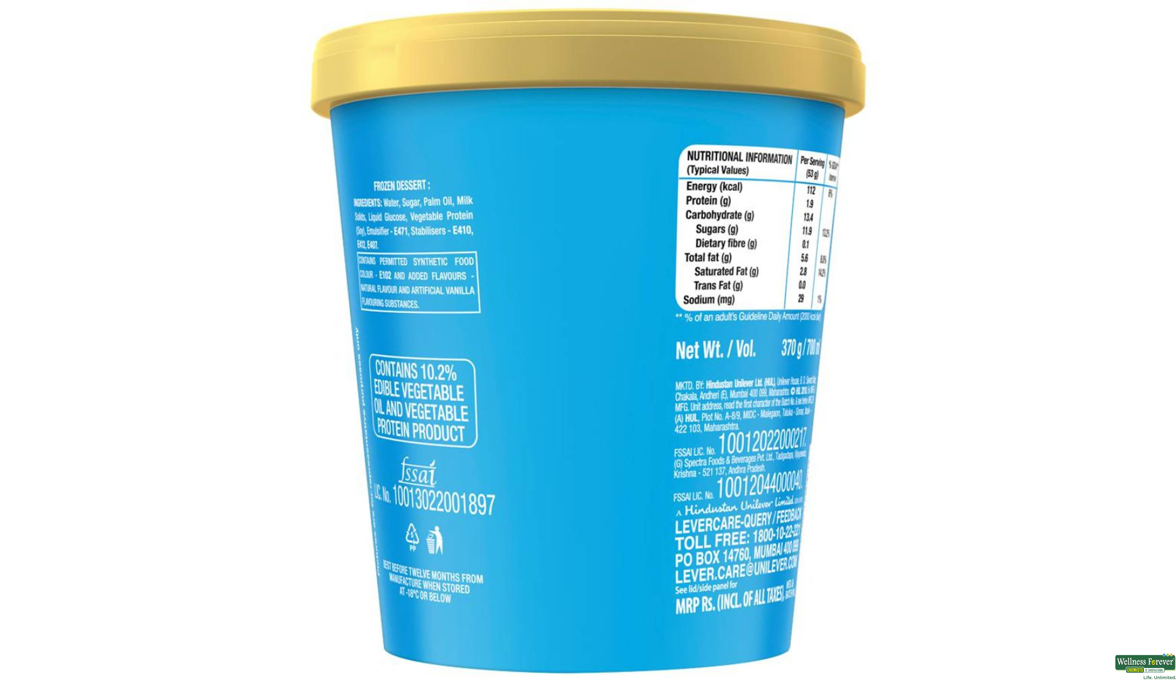 KW I /C VANILLA TUB 700ML- 3, 700ML, 