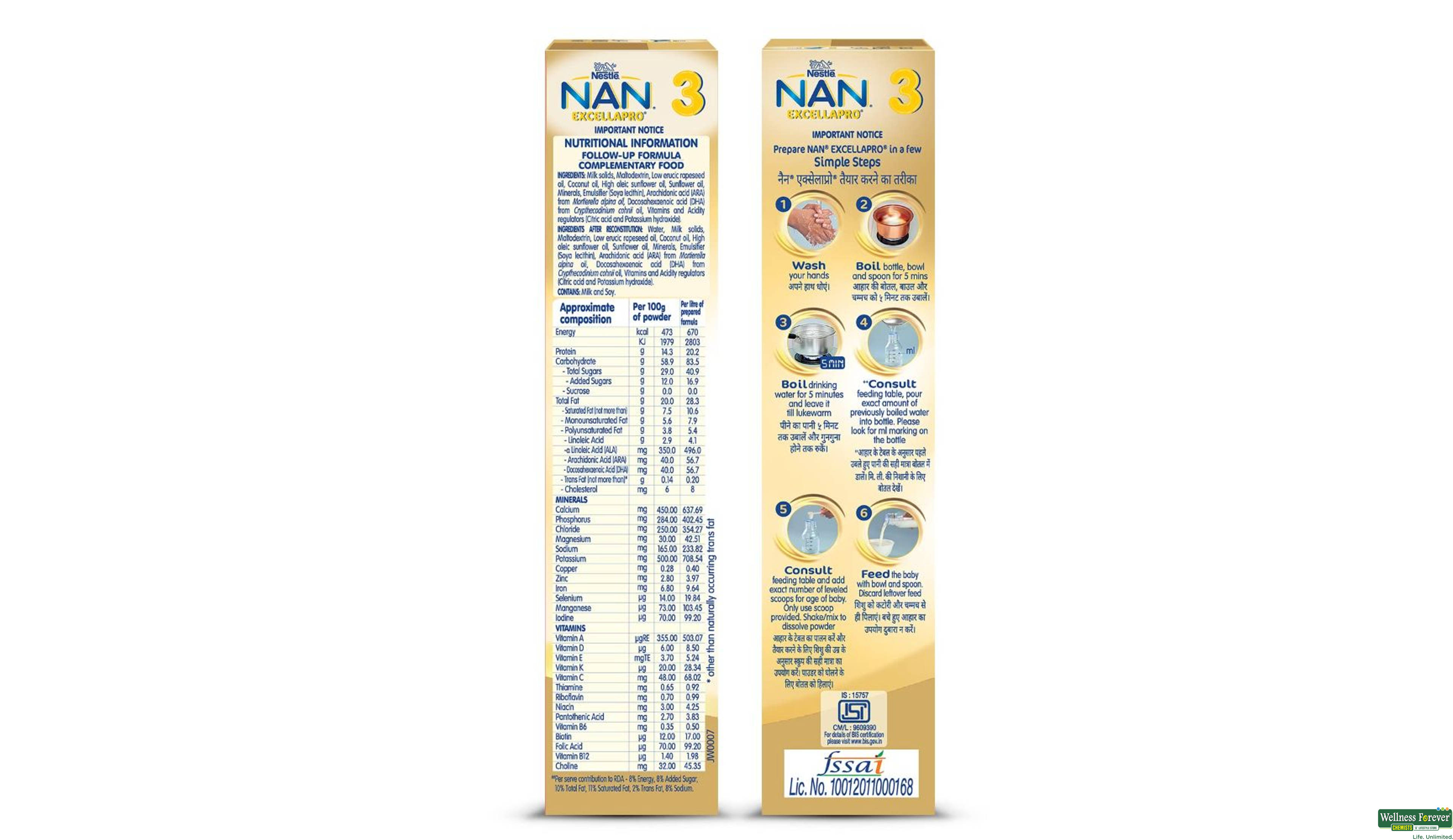 NAN 3 PWDR EXCELLAPRO REF 400GM- 8, 400GM, 