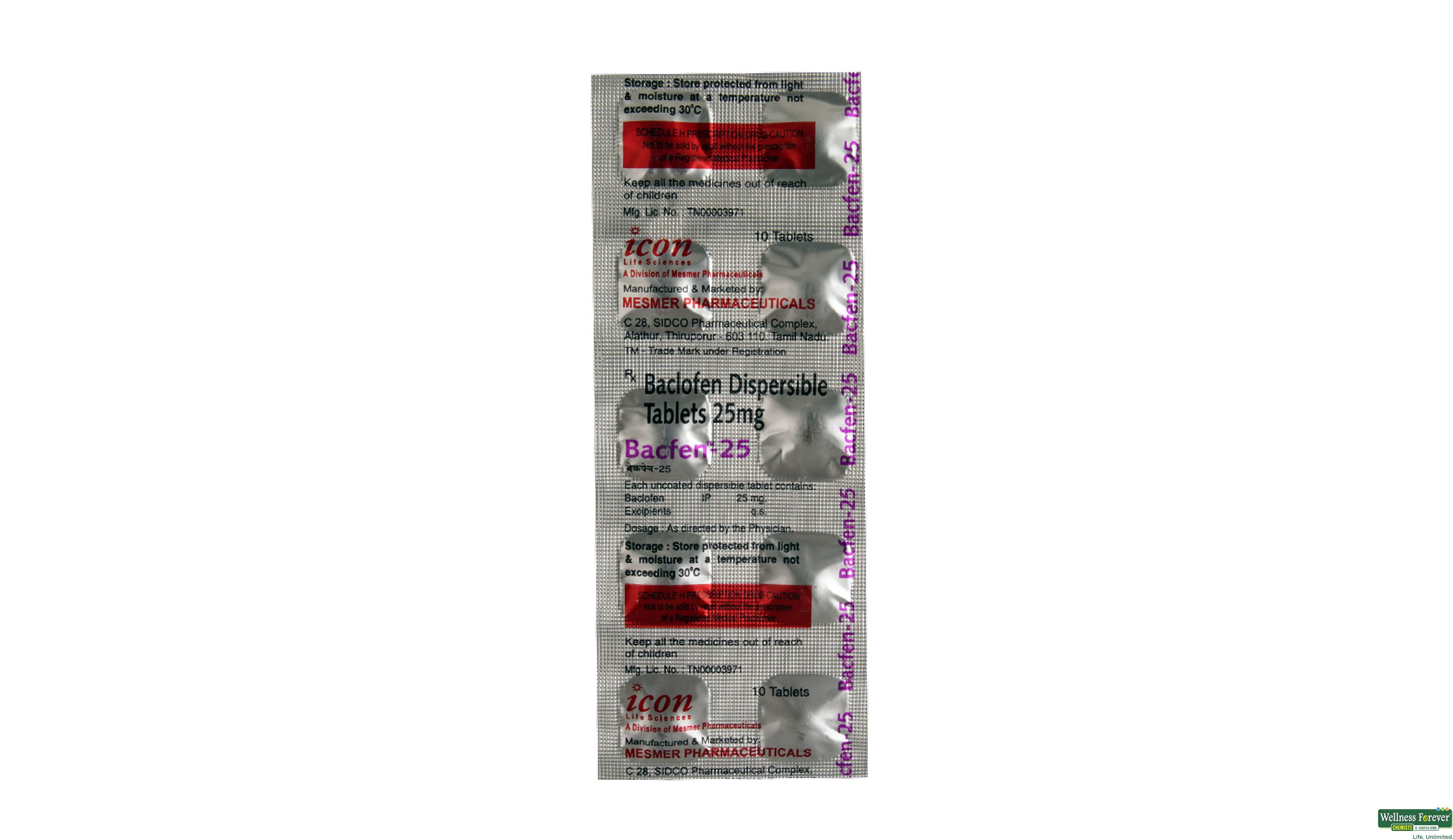 BACFEN 25MG 10TAB- 1, 10TAB, 