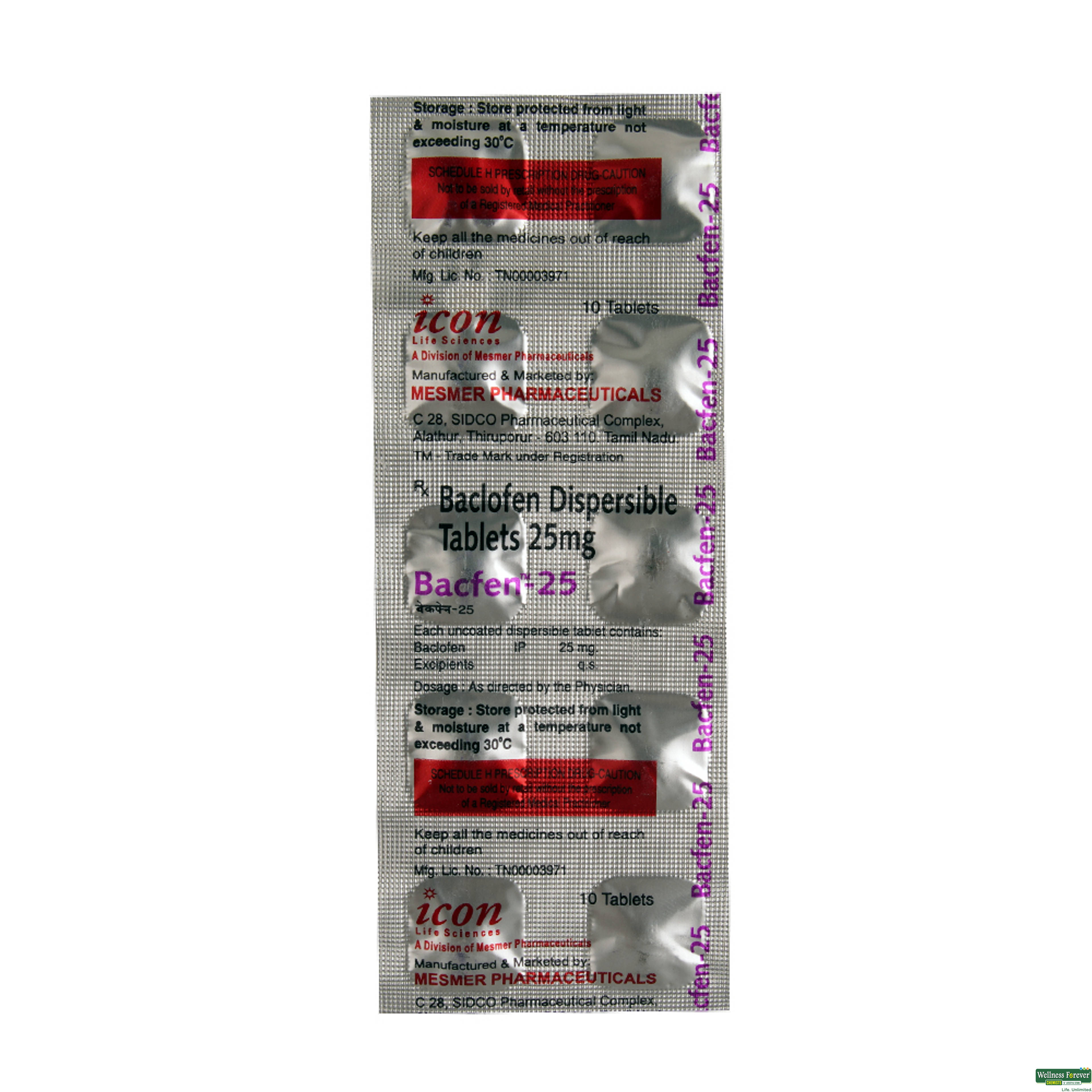Bacfen 25mg 10 Tablets-image