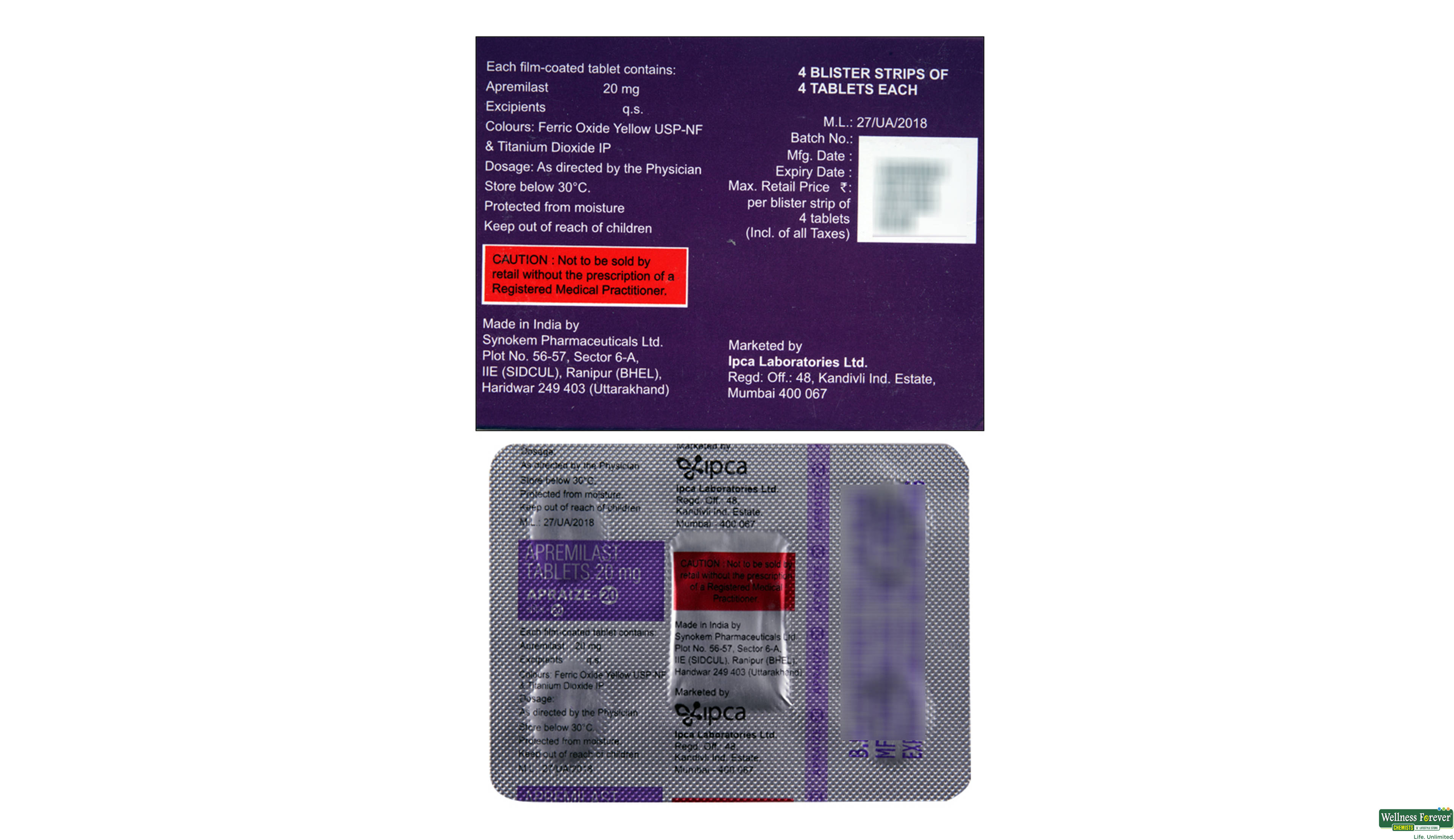 APRAIZE 20MG 4TAB- 2, 4TAB, 