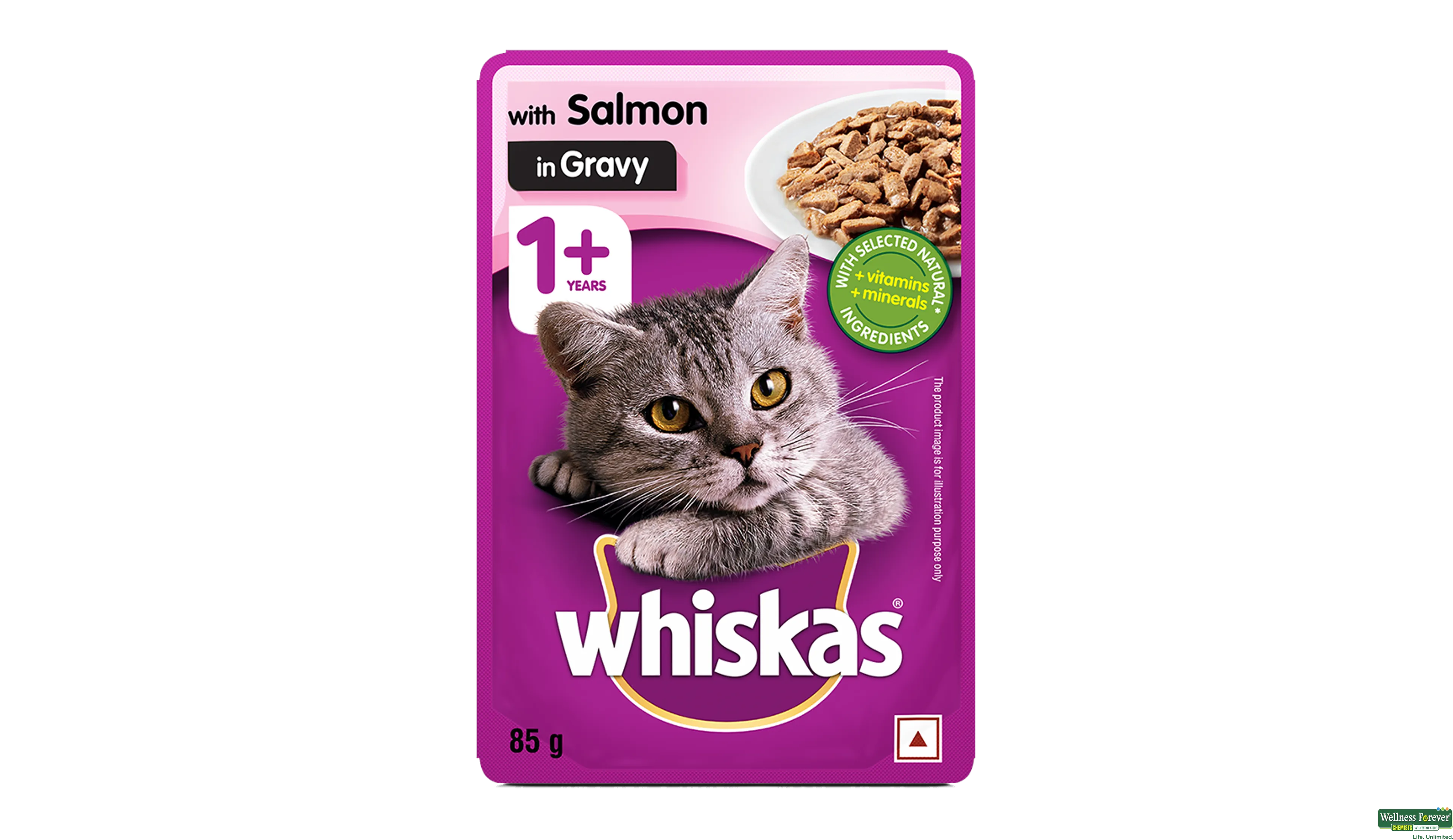 WHISKAS ADULT CAT FOOD SALMON GRAVY 85GM- 1, 85GM, null