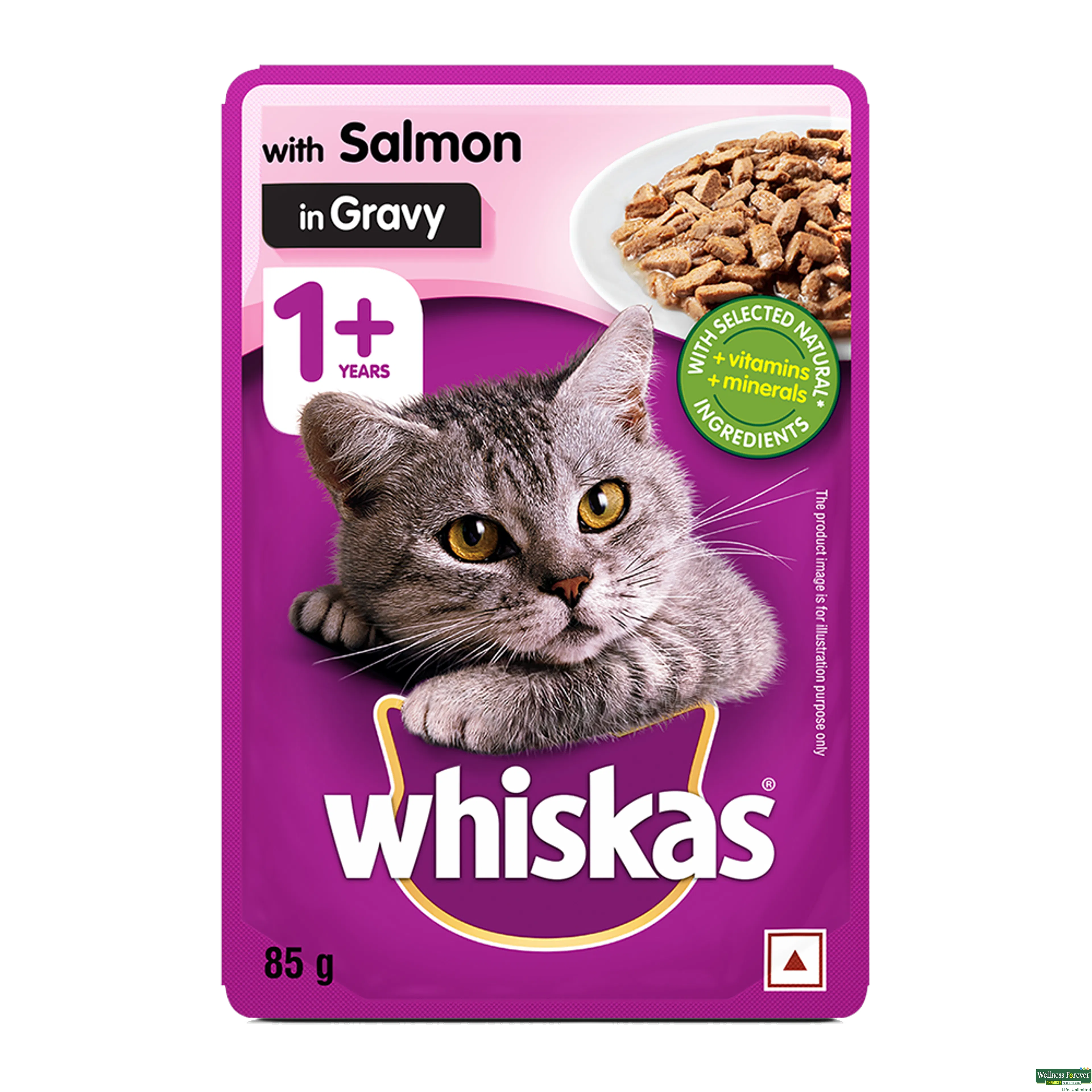 WHISKAS ADULT CAT FOOD SALMON GRAVY 85GM-image