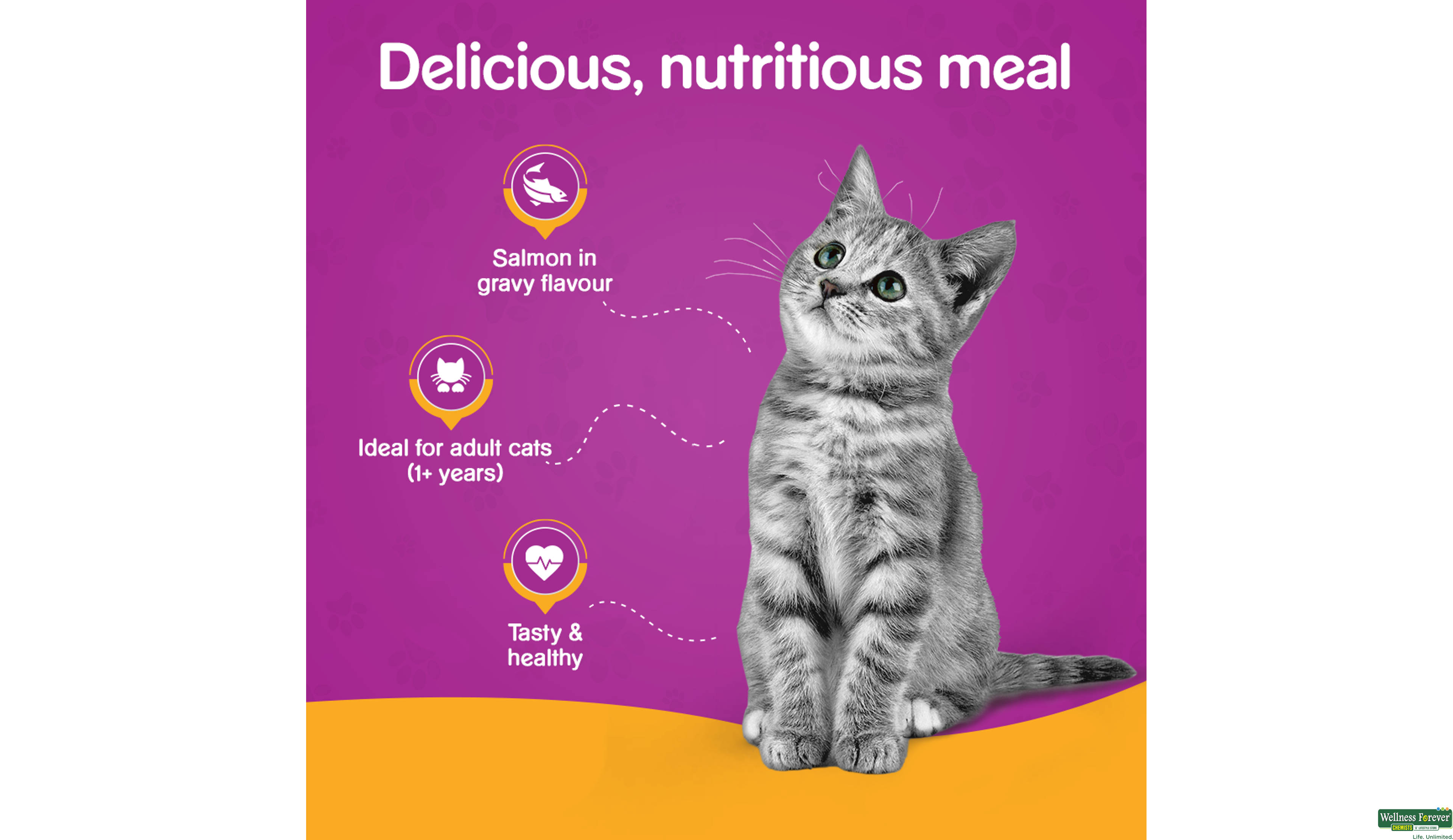 WHISKAS CAT FOOD ADULT SALMON GRAVY 80GM- 4, 80GM, null