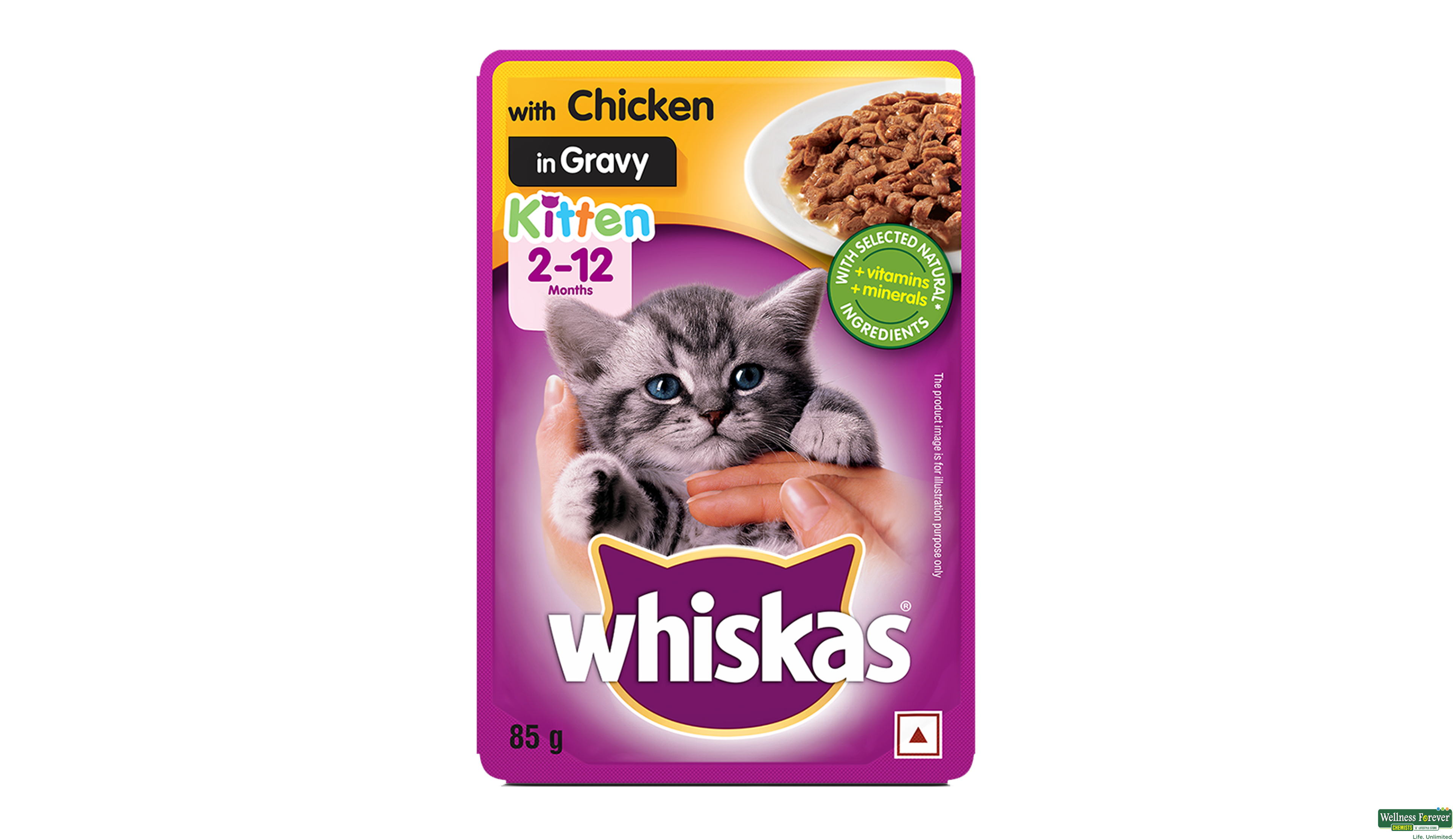 WHISKAS KITTEN CAT FOOD CHICK GRAVY 85GM- 1, 85GM, null