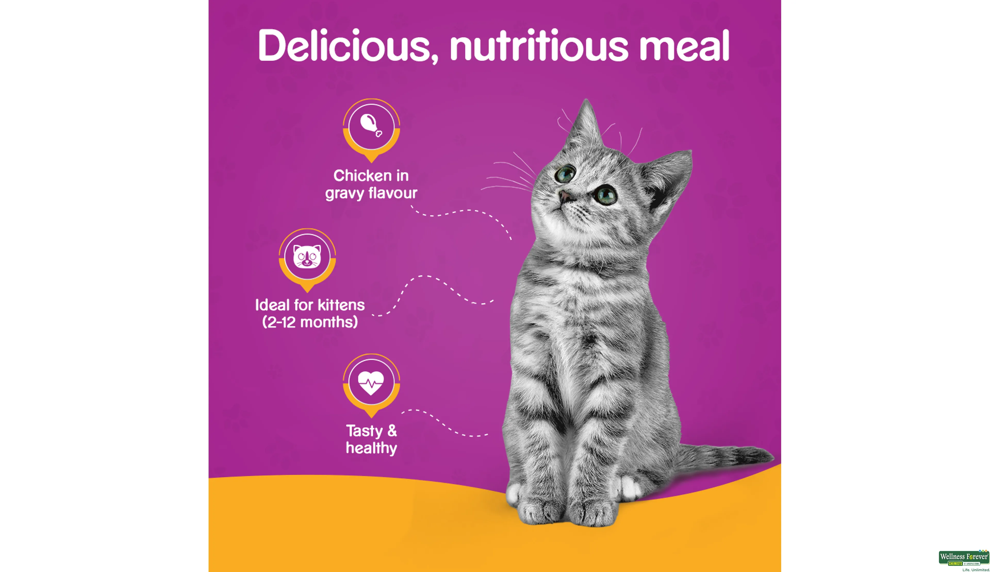 WHISKAS KITTEN CAT FOOD CHICK GRAVY 85GM- 4, 85GM, null