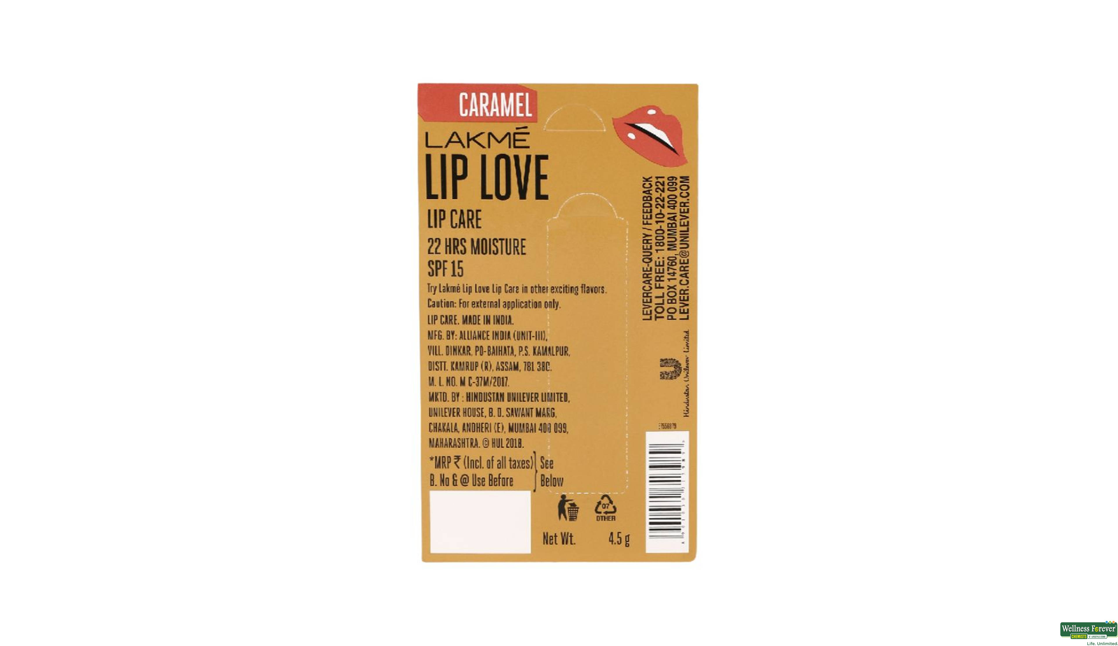 LAKME LIPLOVE SPF15 CARAMEL 4.5GM- 3, 4.5GM, 
