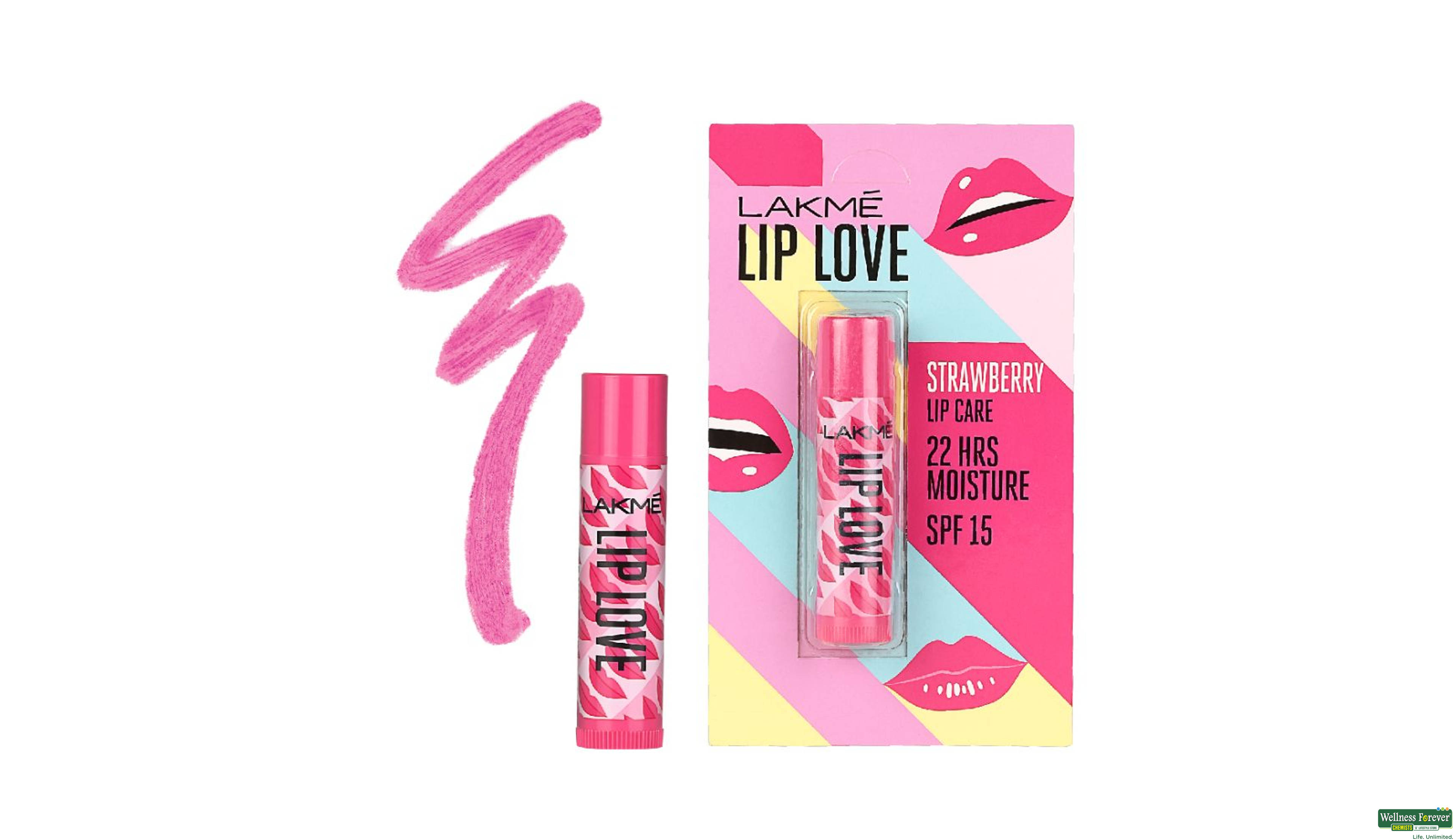 LAKME LIPLOVE SPF15 STRABERRY 4.5GM- 2, 4.5GM, 