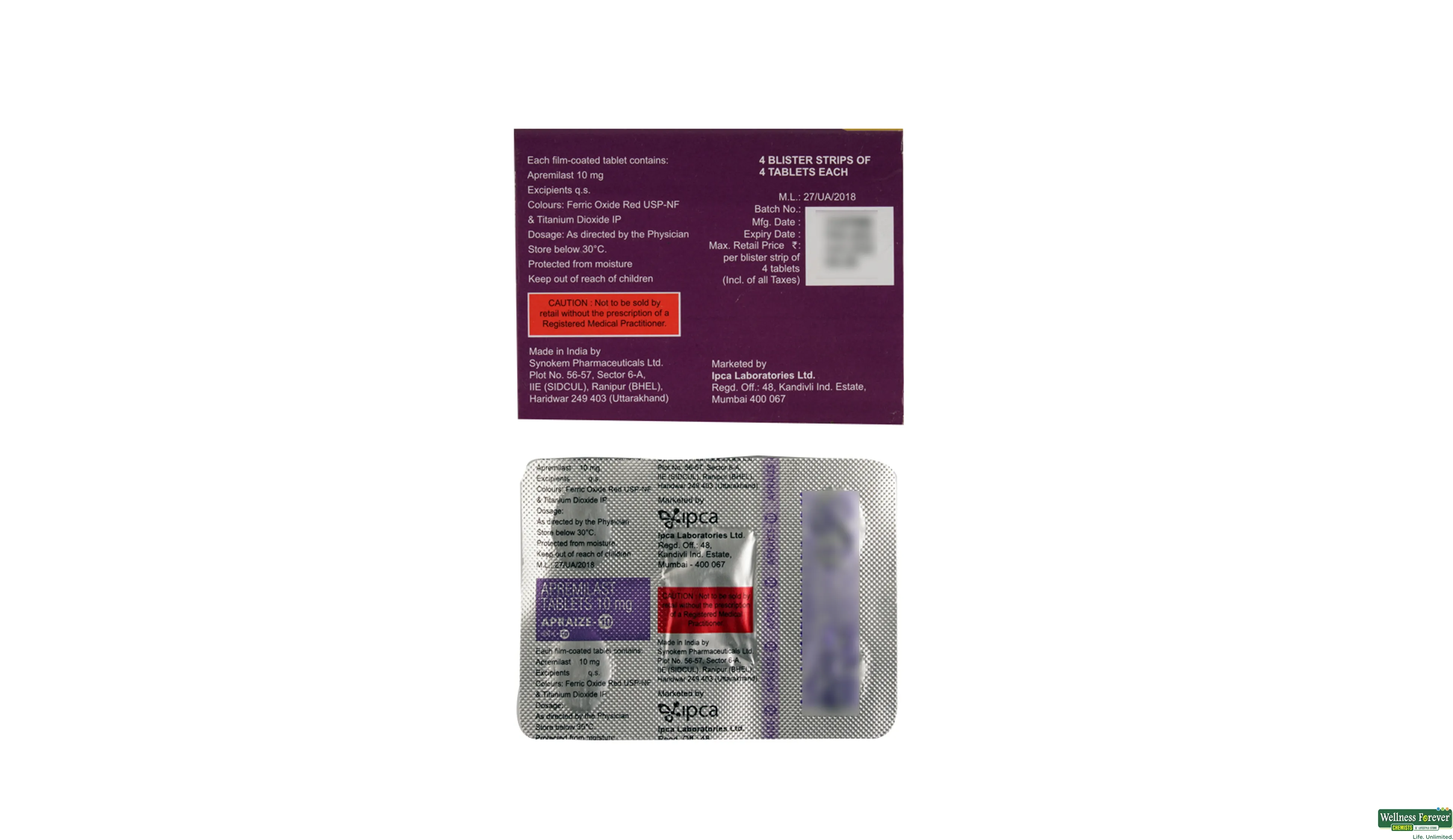 APRAIZE 10MG 4TAB- 2, 4TAB, 