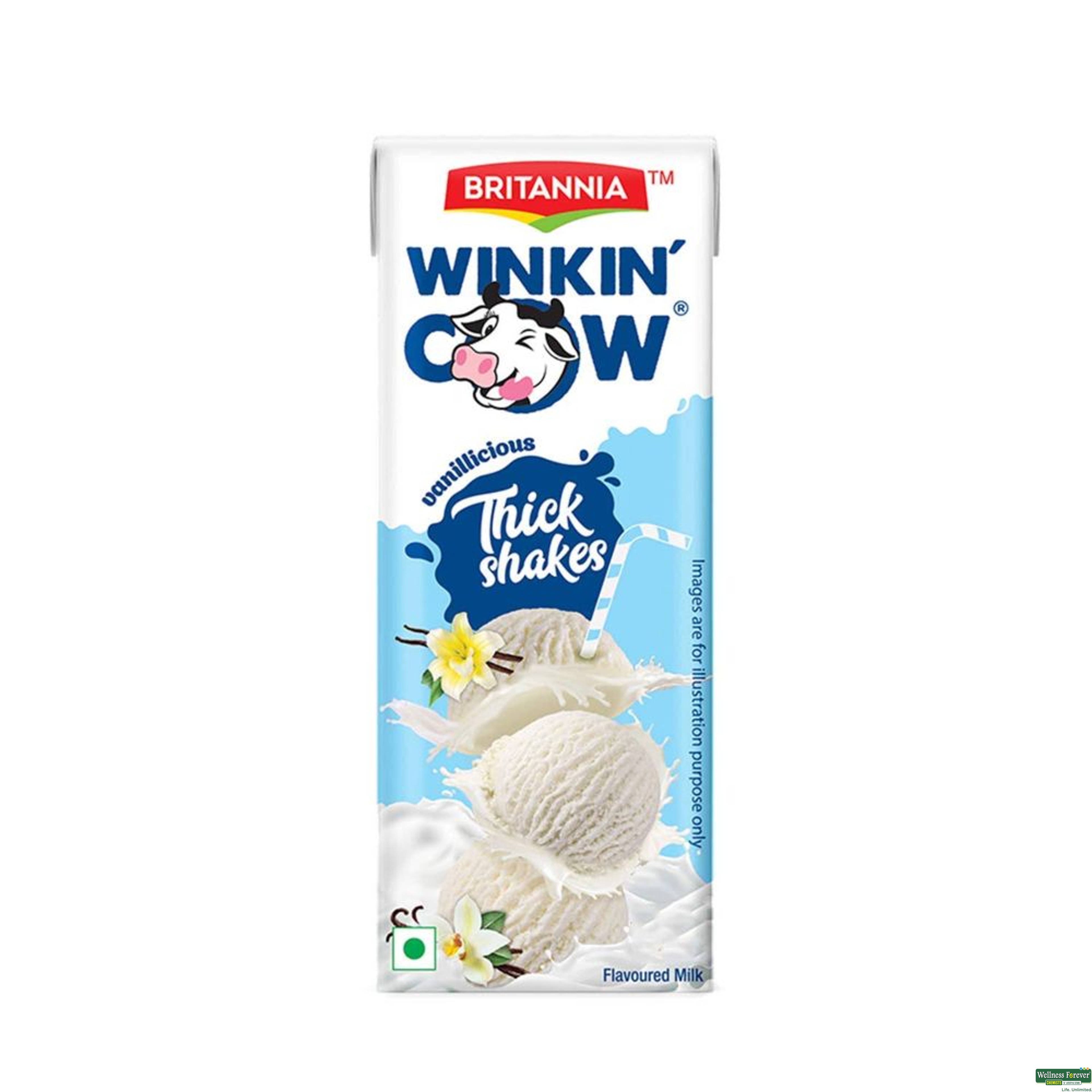 Britannia Winkin Cow Milk Thick Shake, Vanilla, 180 ml-image