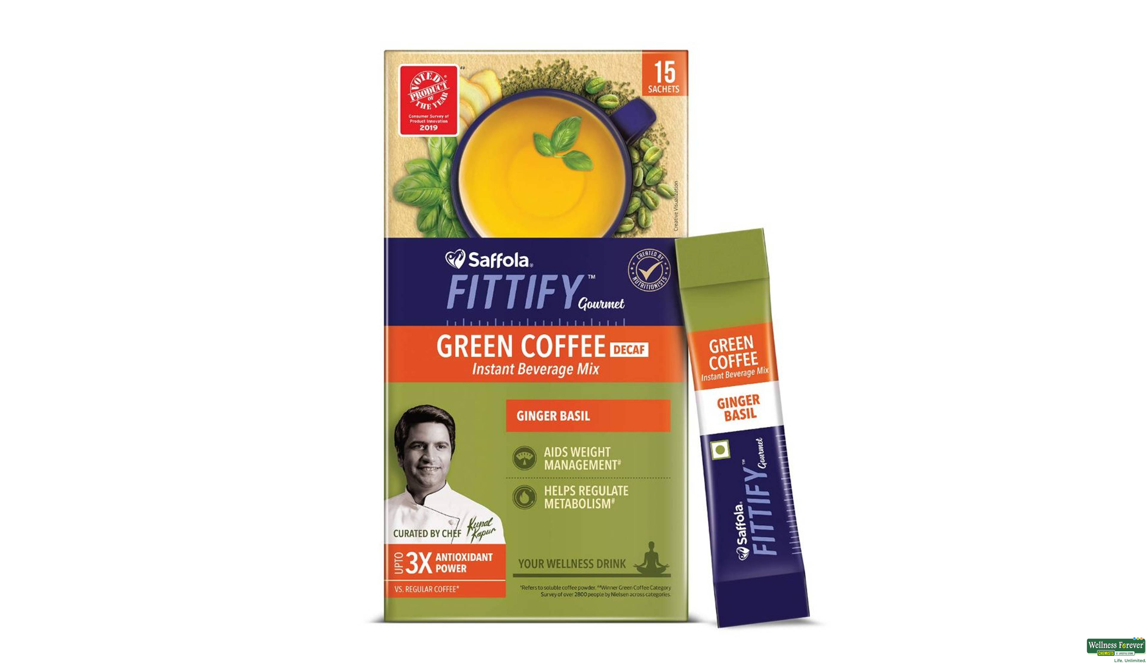 SAFFOLA FITTIFY GR/COFF GIN BASIL 15BAGS- 2, 15BAGS, 