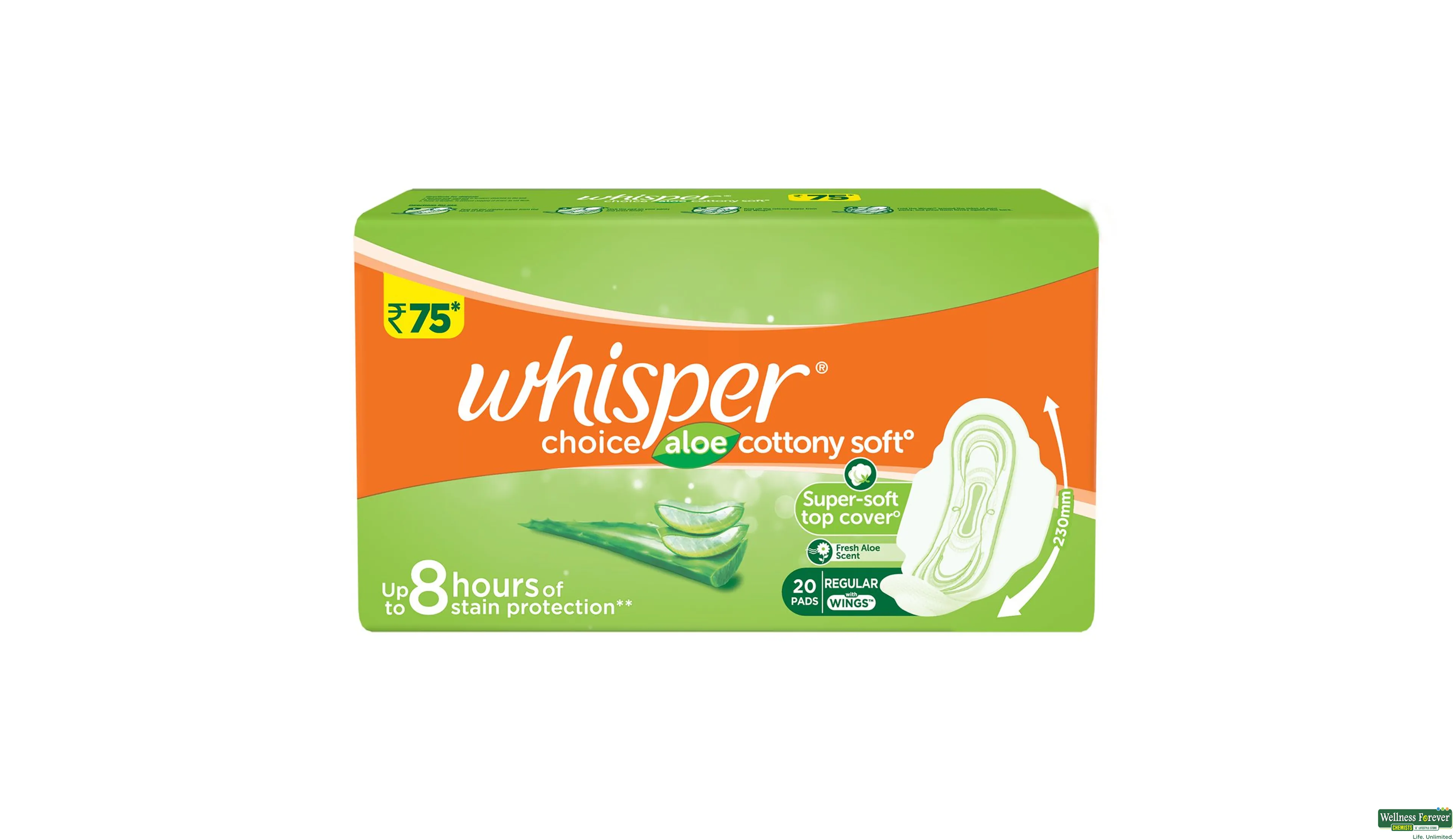 WHISPER SA/PADS CHOICE ALOEVERA 20PC- 1, 20PC, 